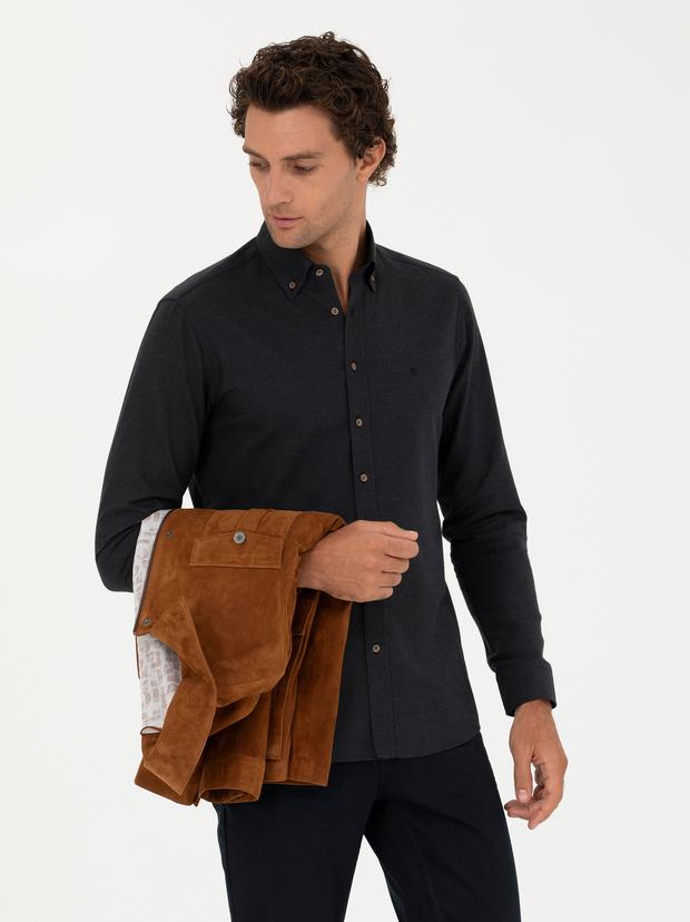 Siyah Slim Fit Uzun Kollu Gömlek