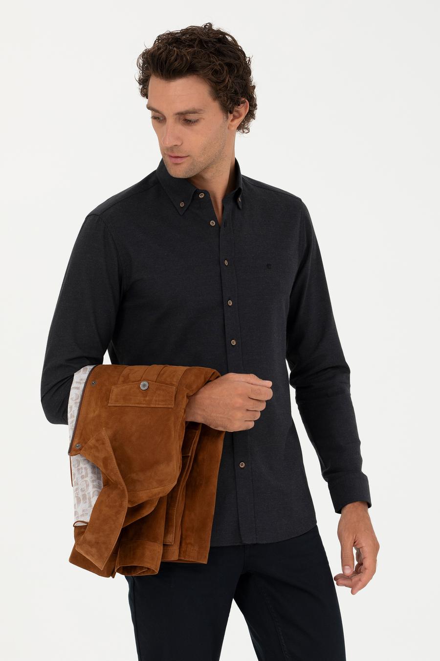 Siyah Slim Fit Uzun Kollu Gömlek - 50279988262