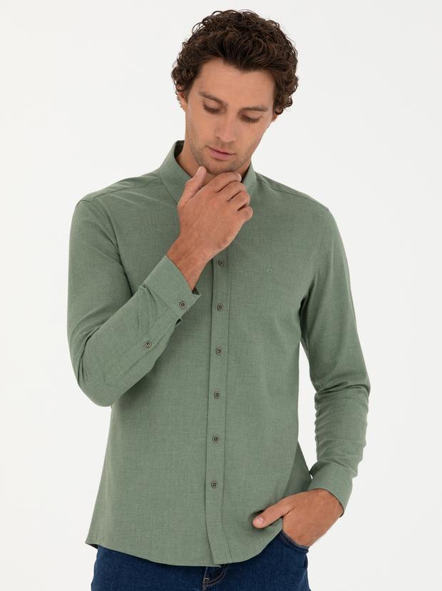 Açık Yeşil Slim Fit Uzun Kollu Gömlek