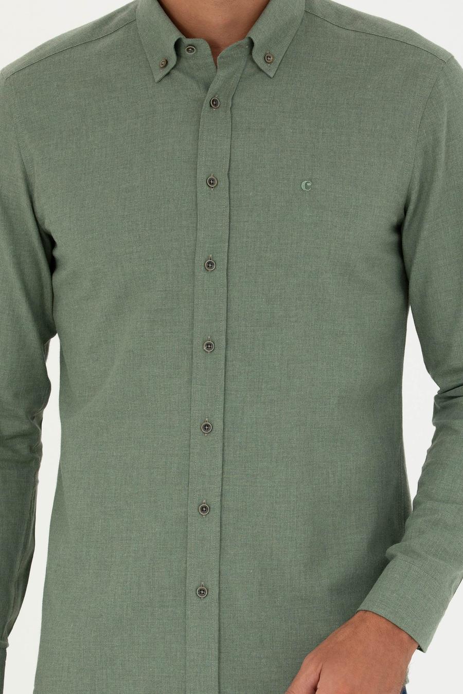 Açık Yeşil Slim Fit Uzun Kollu Gömlek - 50279988269