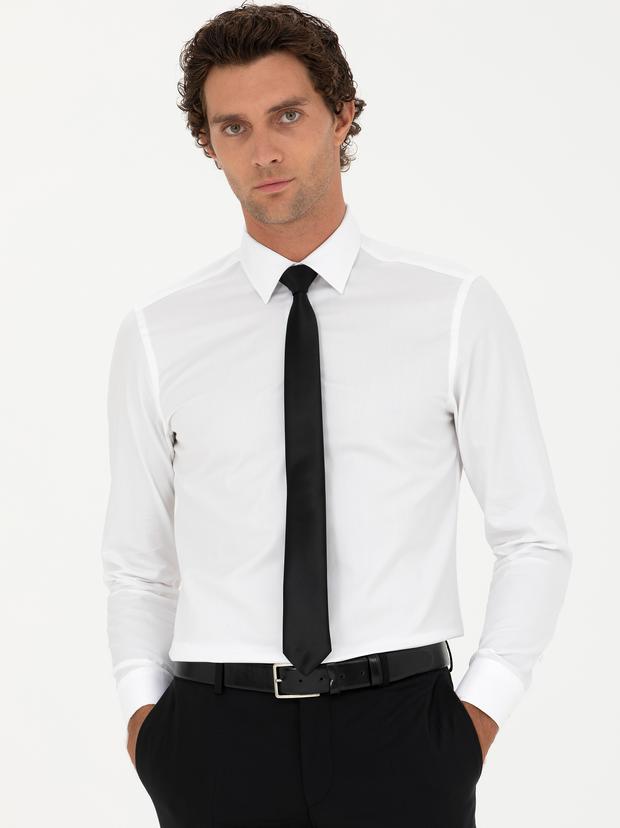 Beyaz Slim Fit Uzun Kollu Gömlek