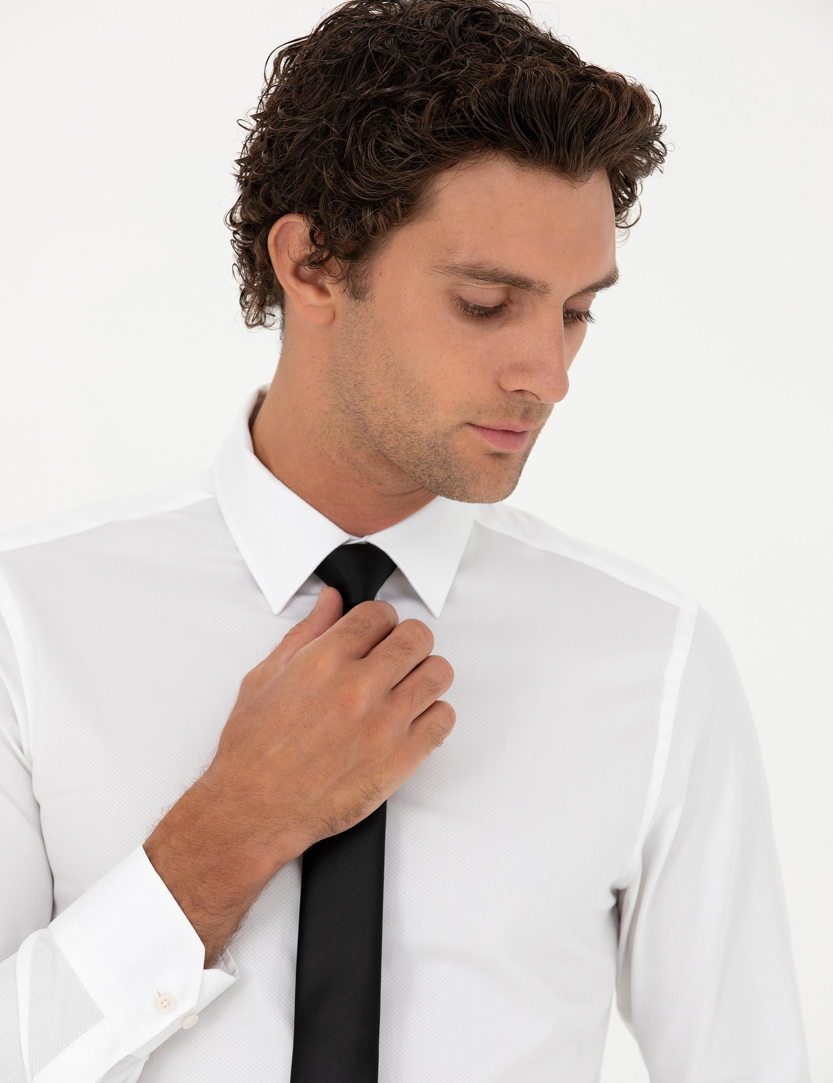 Beyaz Slim Fit Uzun Kollu Gömlek - 50282349013
