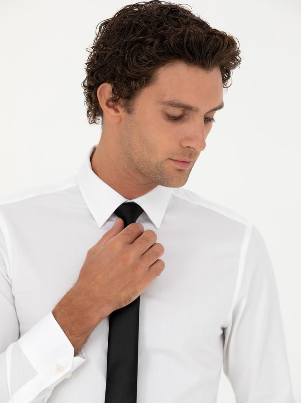 Beyaz Slim Fit Uzun Kollu Gömlek