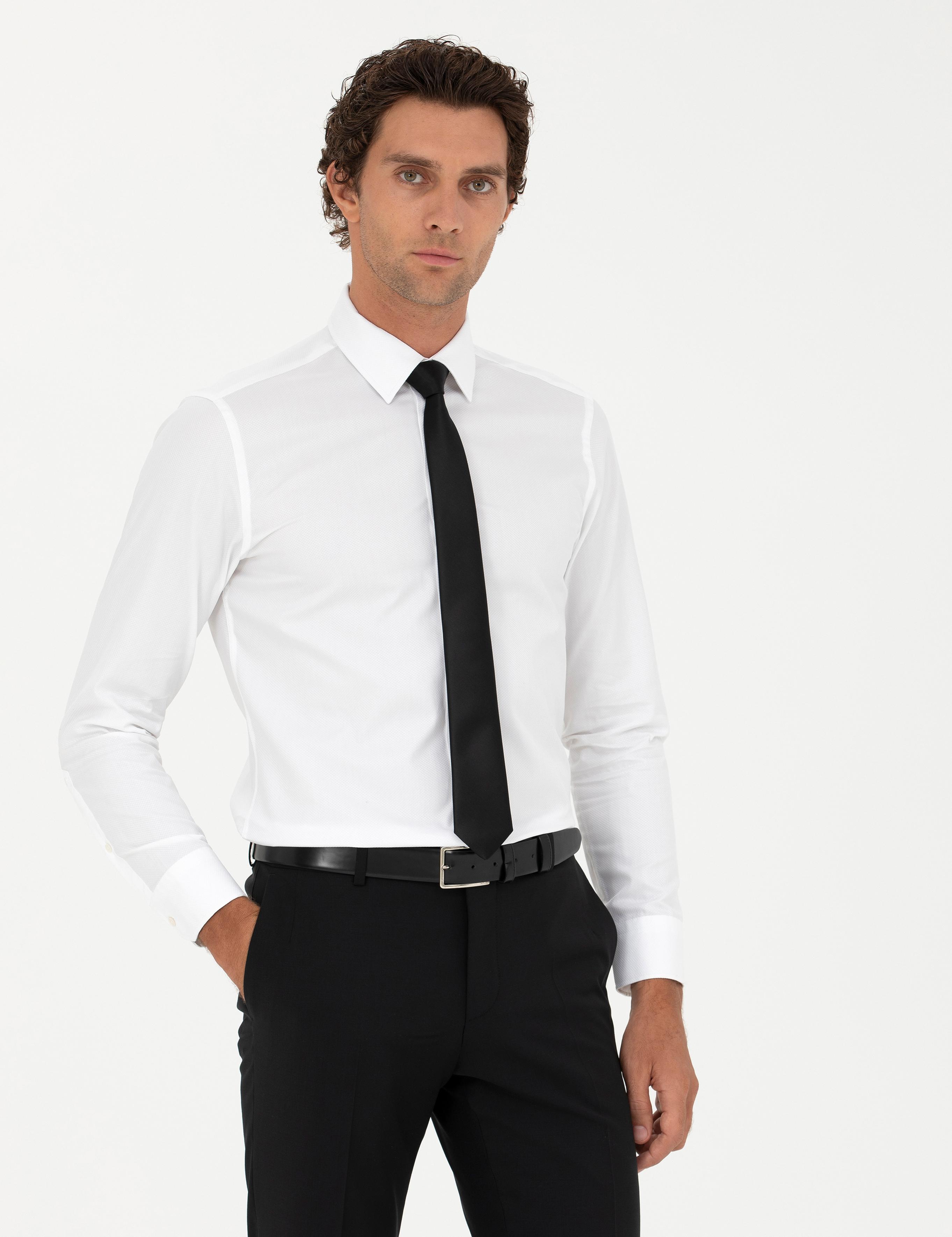 Beyaz Slim Fit Uzun Kollu Gömlek - 50282349013