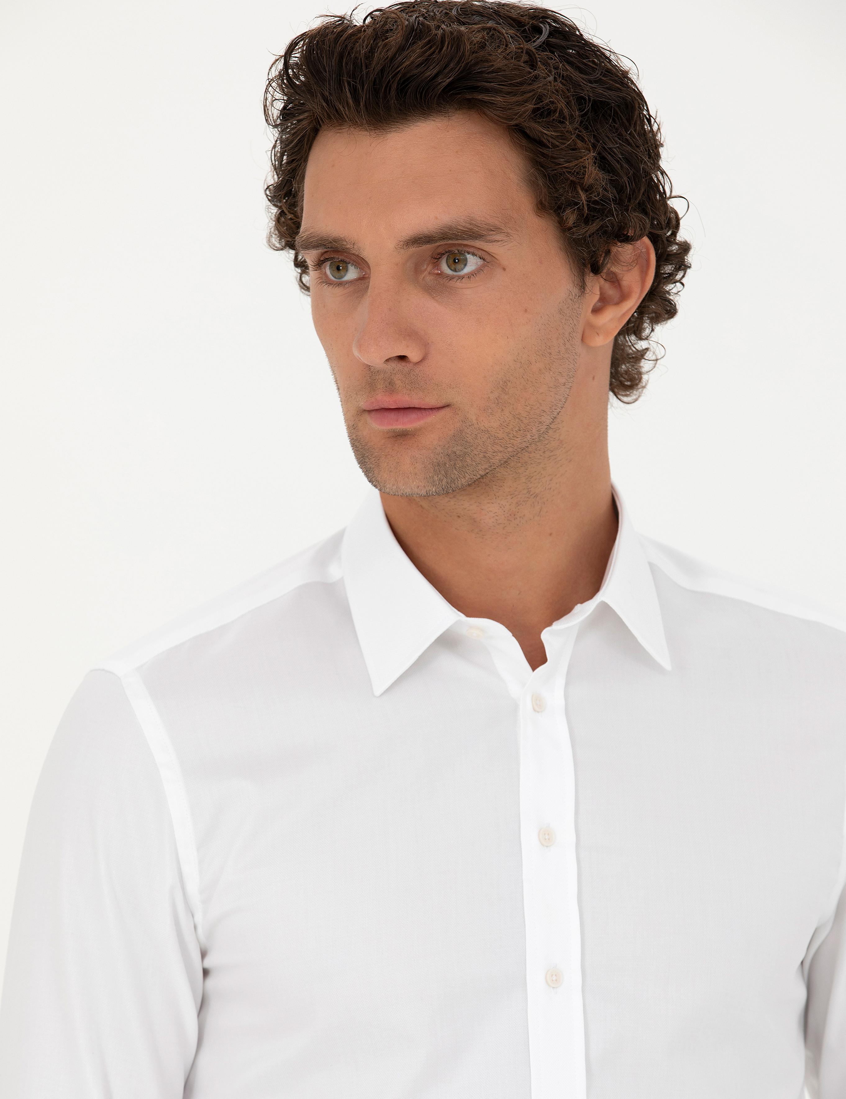 Beyaz Slim Fit Uzun Kollu Gömlek - 50282347012