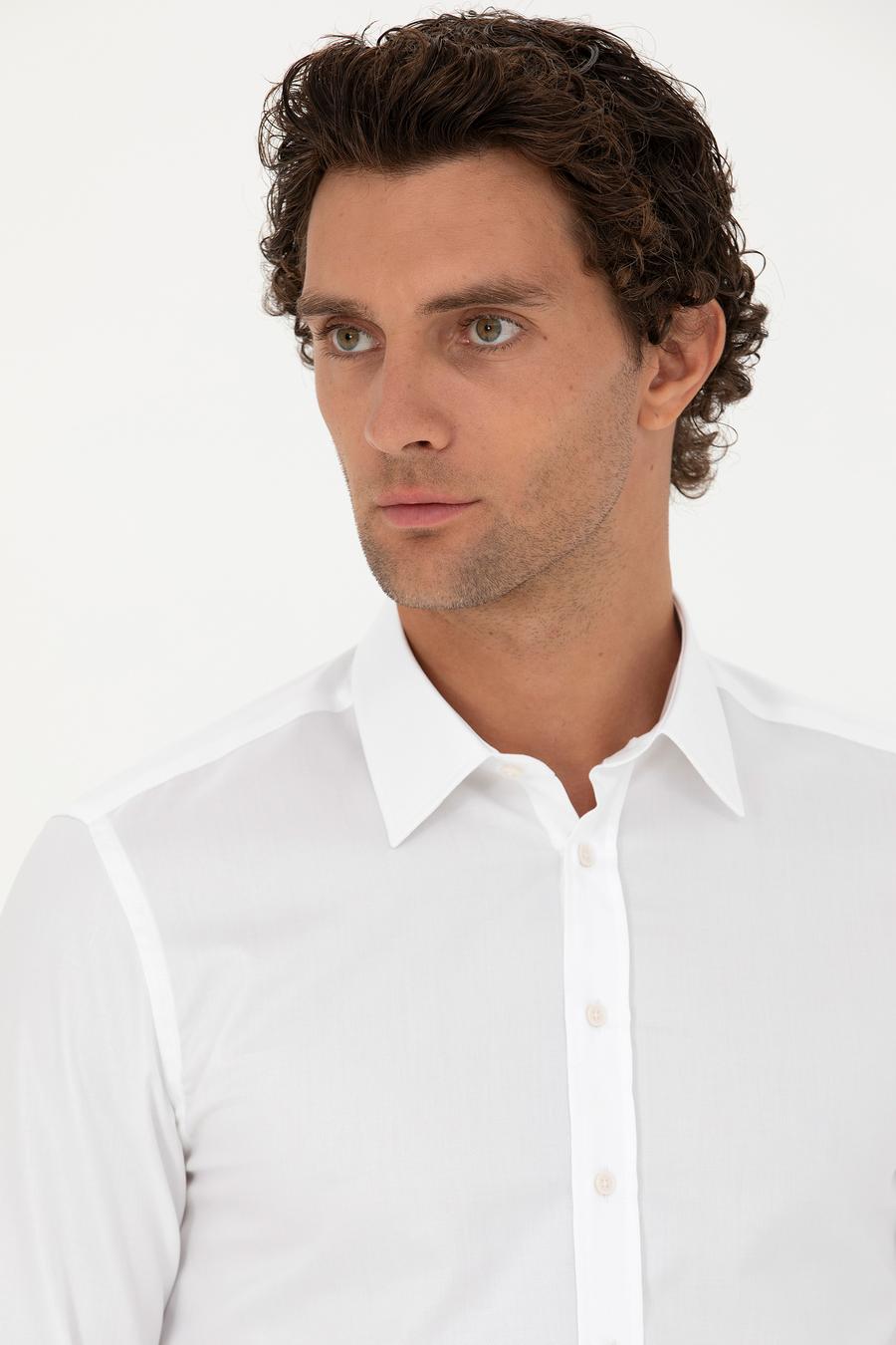 Beyaz Slim Fit Uzun Kollu Gömlek - 50282347012