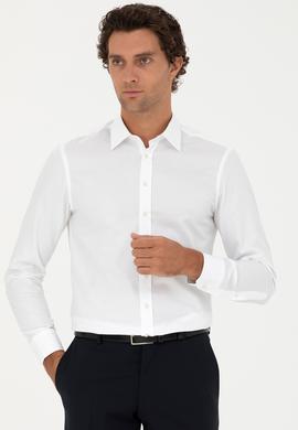 Beyaz Slim Fit Uzun Kollu Gömlek