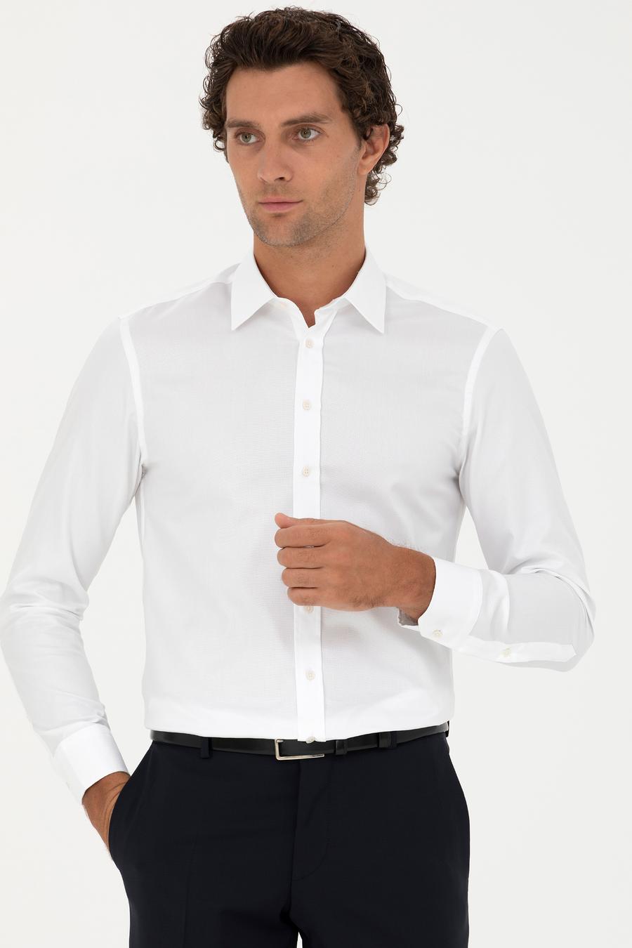 Beyaz Slim Fit Uzun Kollu Gömlek - 50282347012