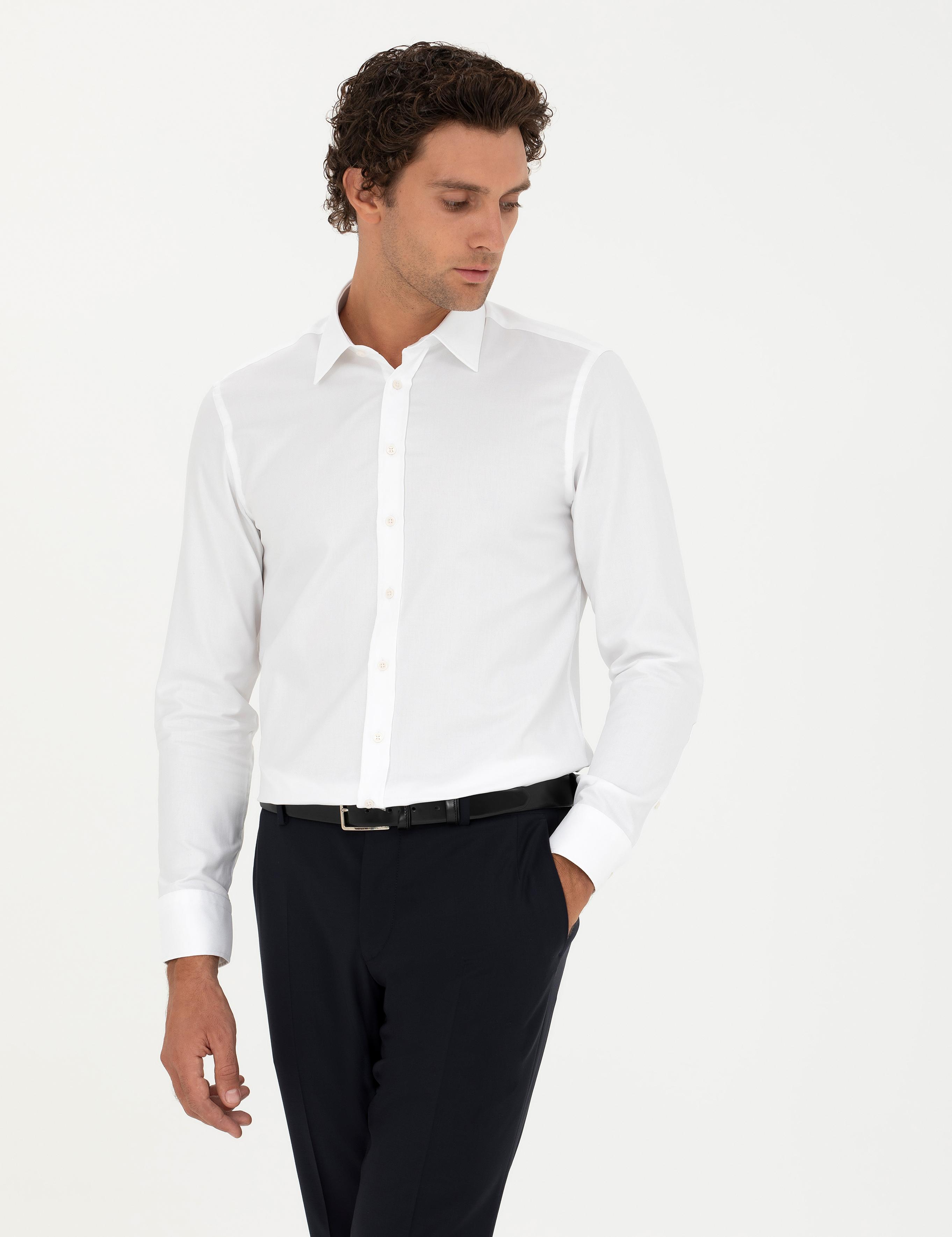 Beyaz Slim Fit Uzun Kollu Gömlek - 50282347012