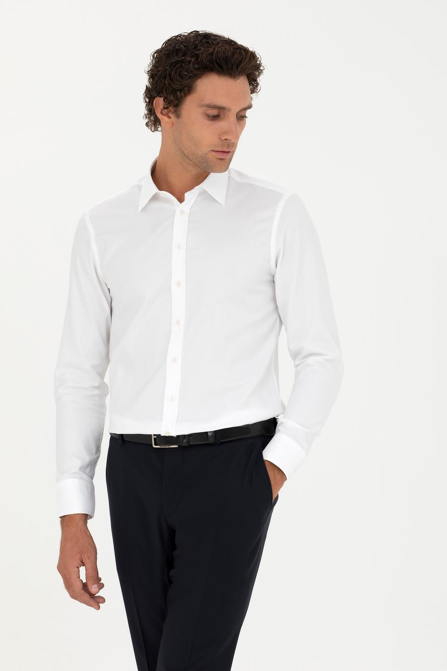 Beyaz Slim Fit Uzun Kollu Gömlek - 50282347012