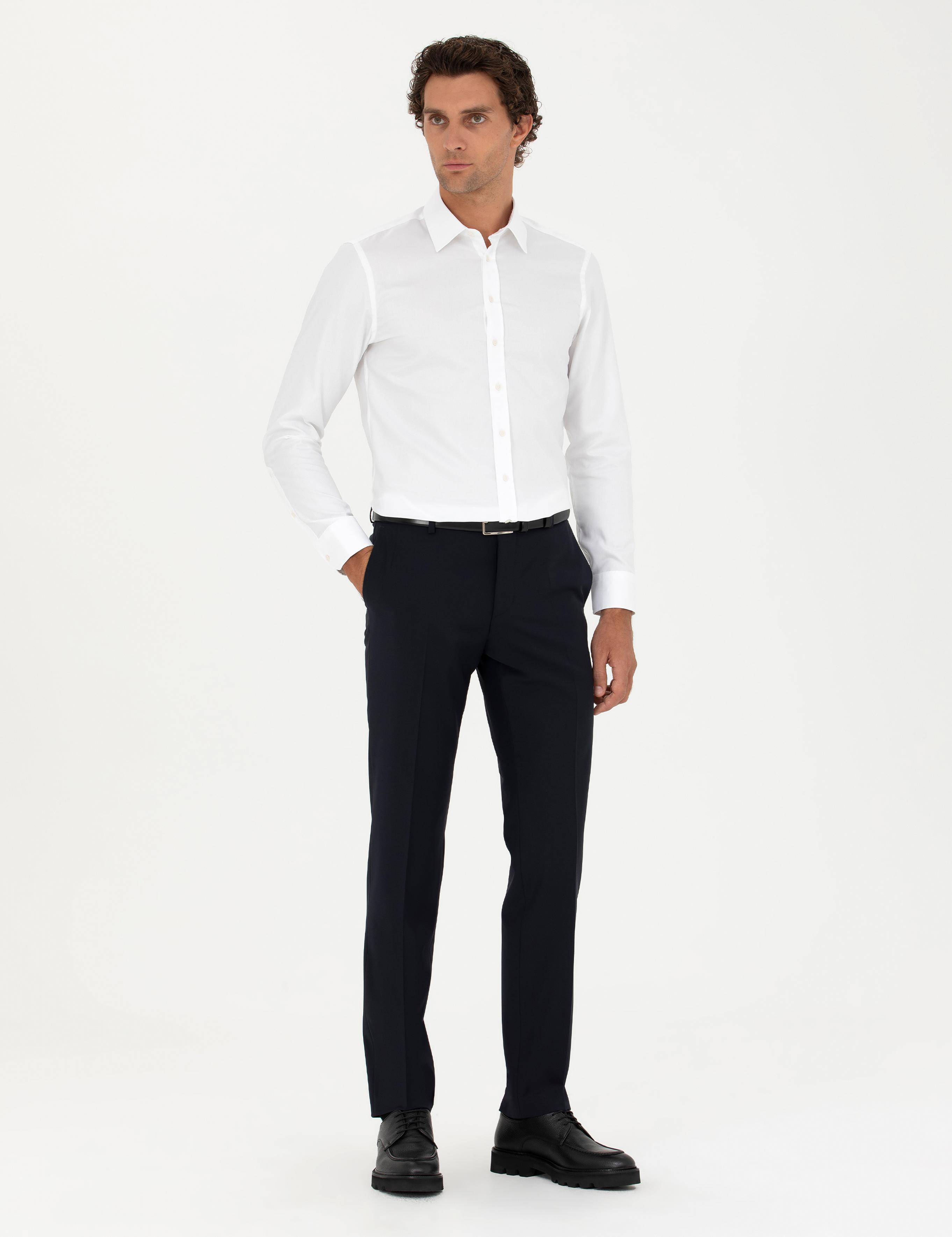 Beyaz Slim Fit Uzun Kollu Gömlek - 50282347012