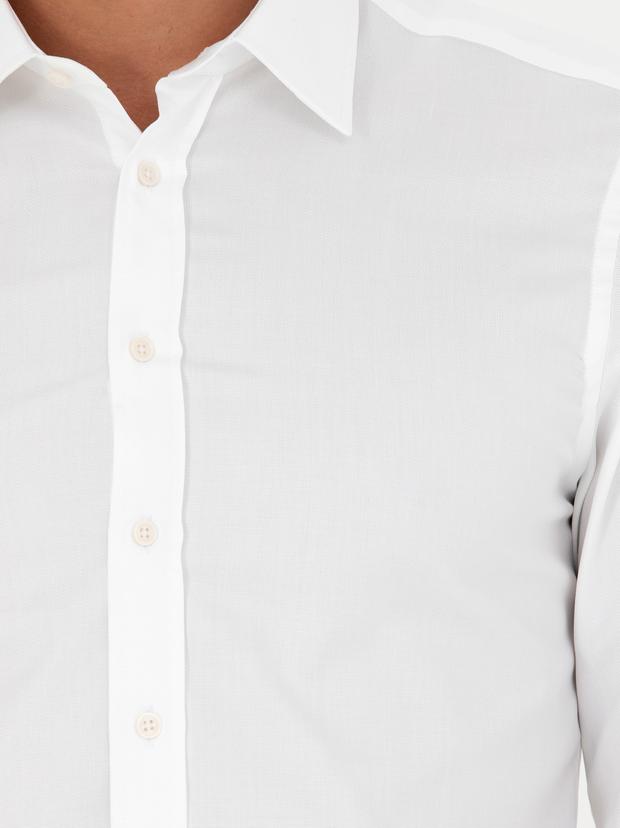 Beyaz Slim Fit Uzun Kollu Gömlek