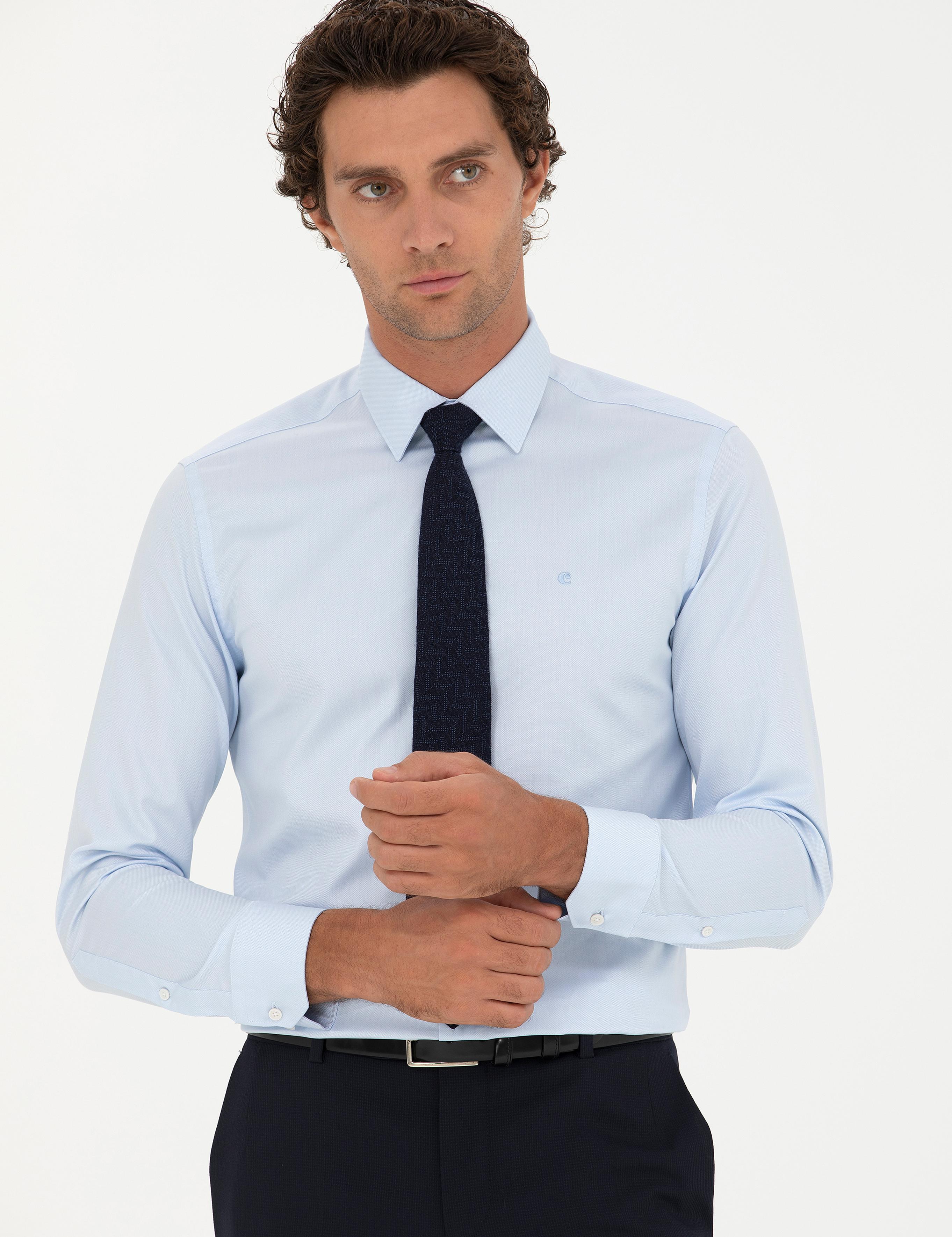 Açık Mavi Slim Fit Uzun Kollu Gömlek - 50282341004