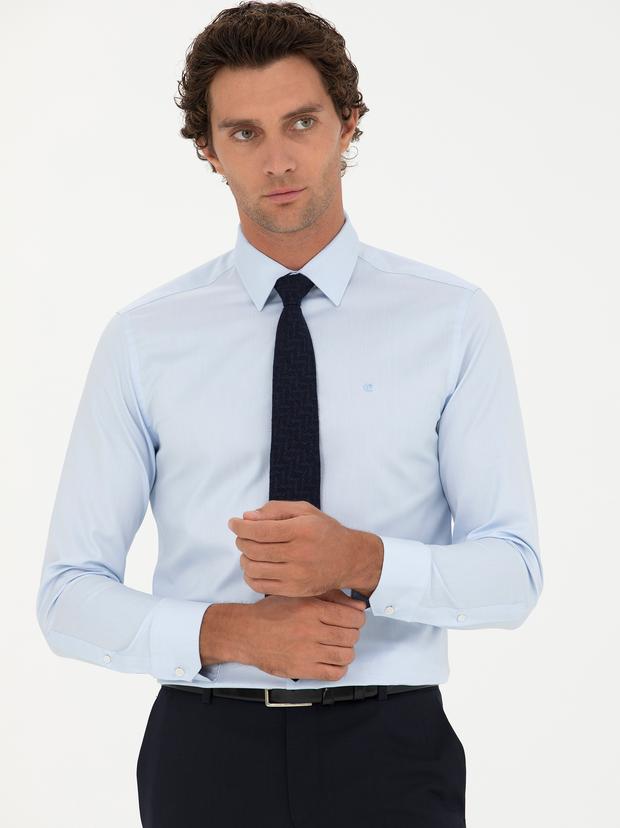 Açık Mavi Slim Fit Uzun Kollu Gömlek