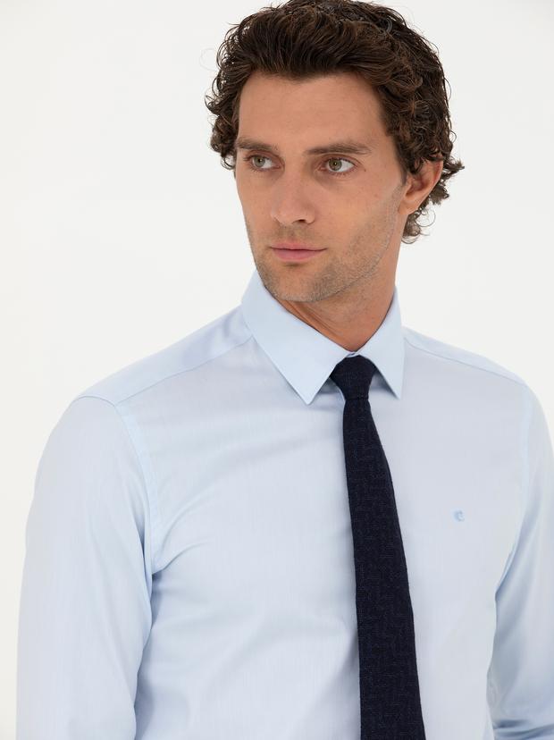 Açık Mavi Slim Fit Uzun Kollu Gömlek