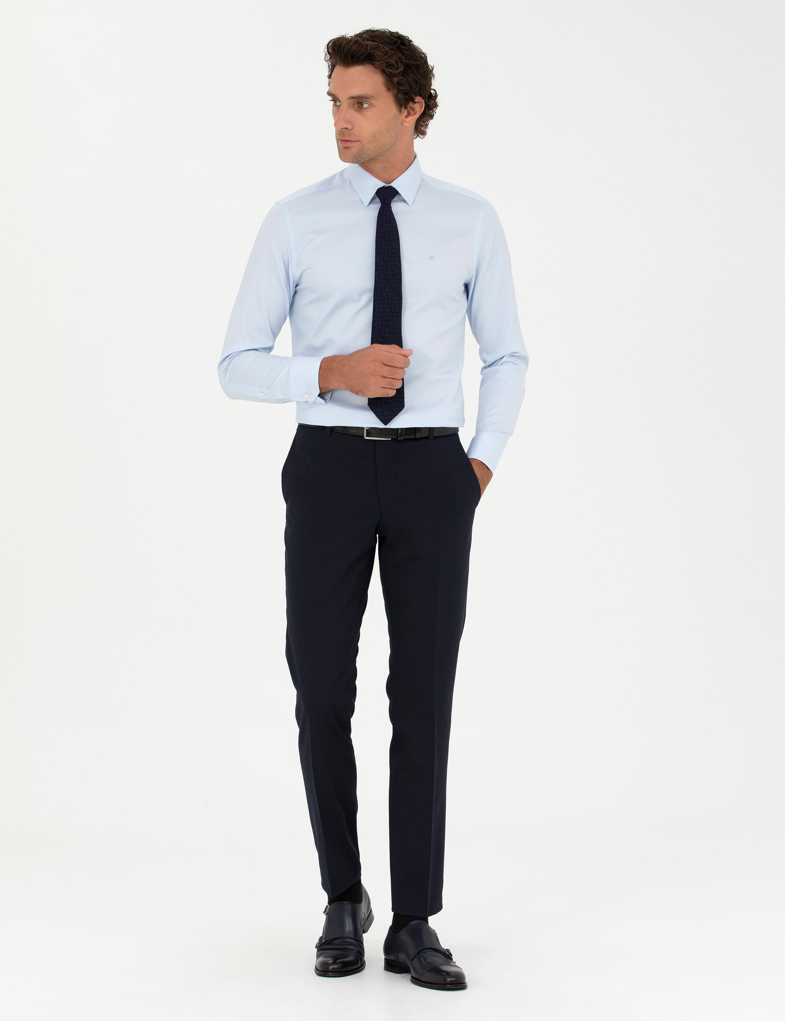 Açık Mavi Slim Fit Uzun Kollu Gömlek - 50282341004