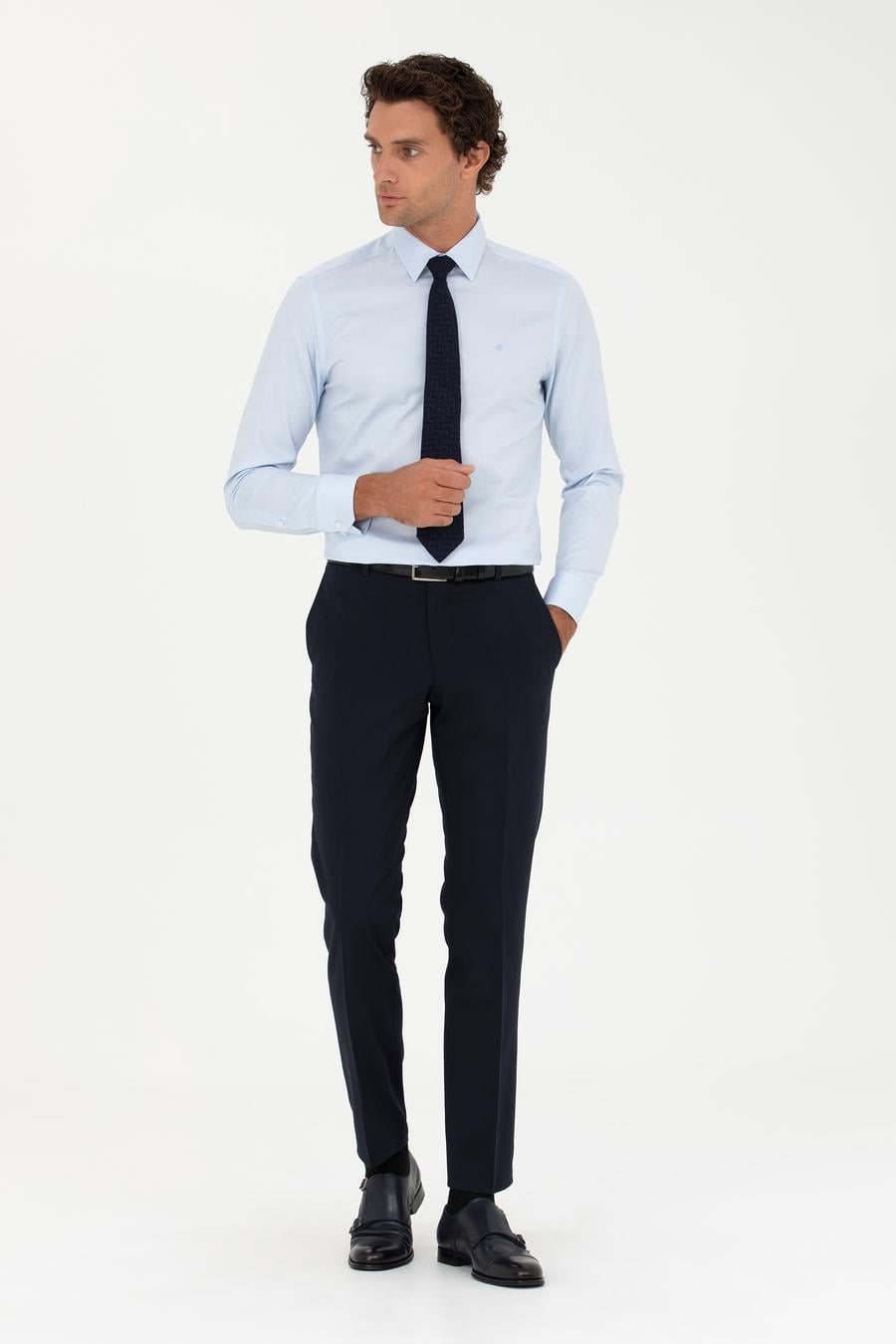 Açık Mavi Slim Fit Uzun Kollu Gömlek - 50282341004