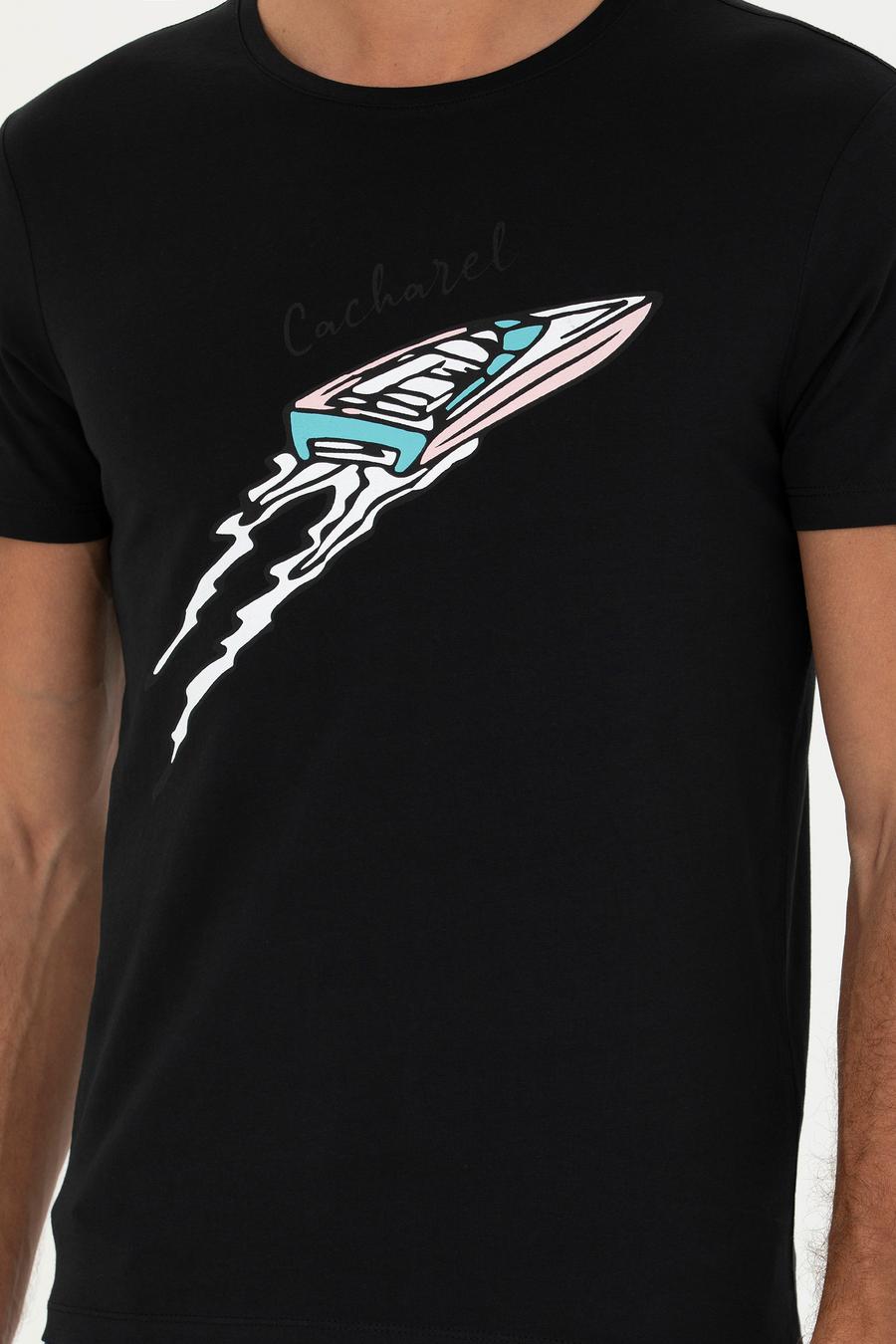Siyah Slim Fit Tişört - 50266515011