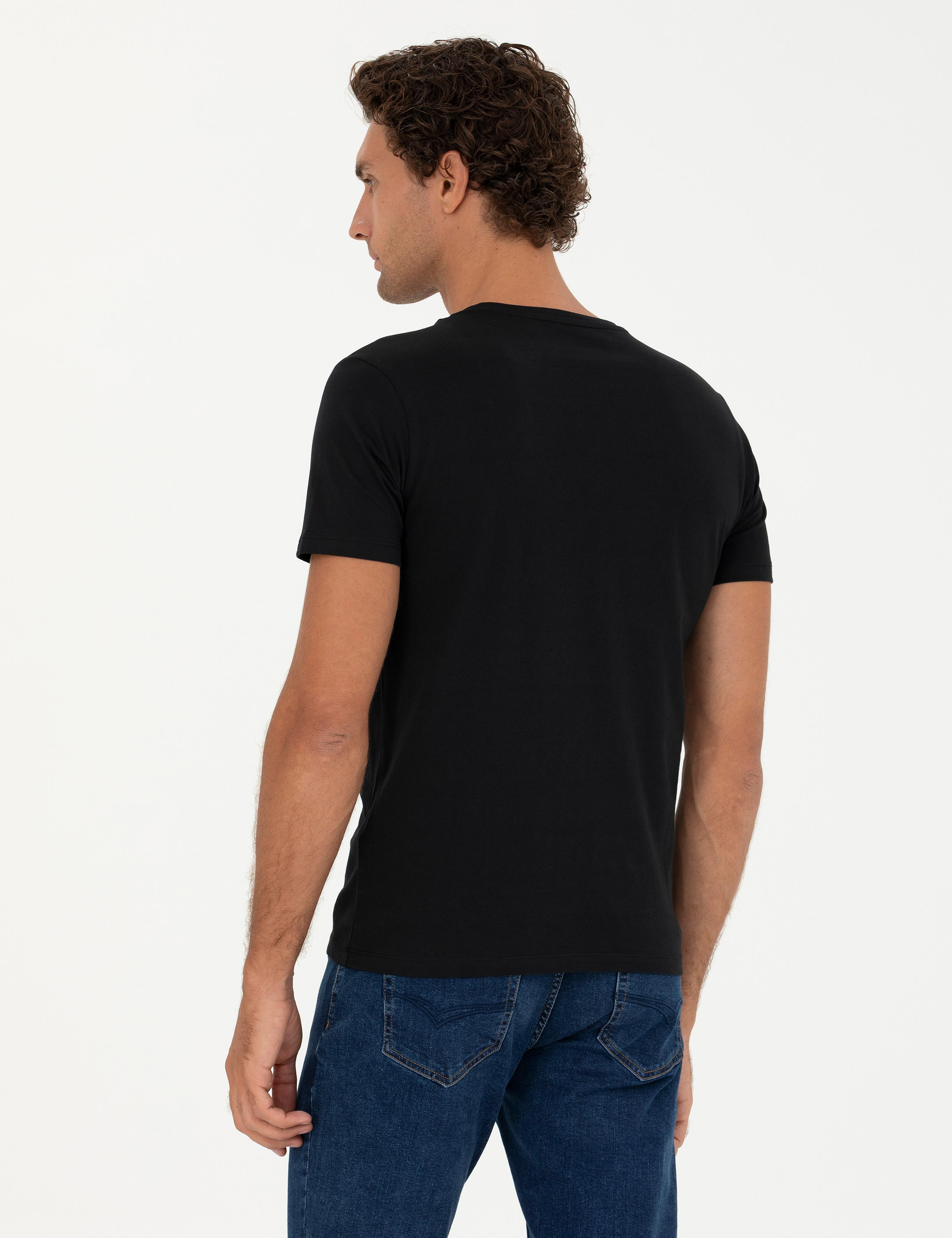 Siyah Slim Fit Tişört - 50266515011
