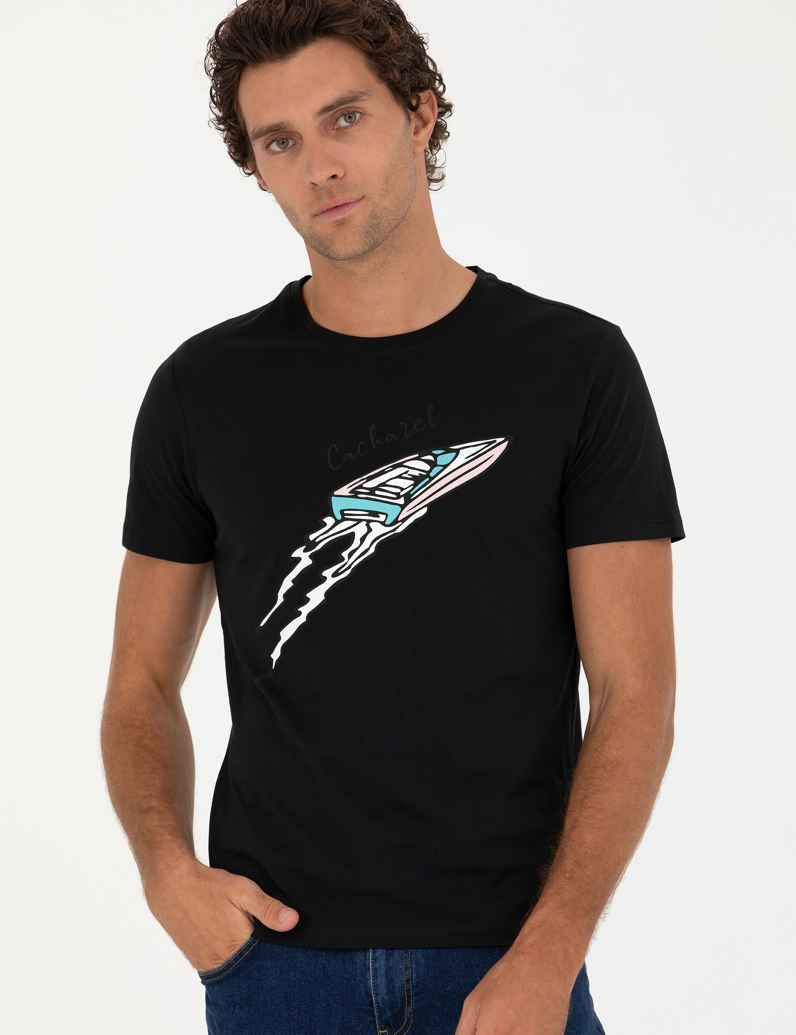 Siyah Slim Fit Tişört - 50266515011