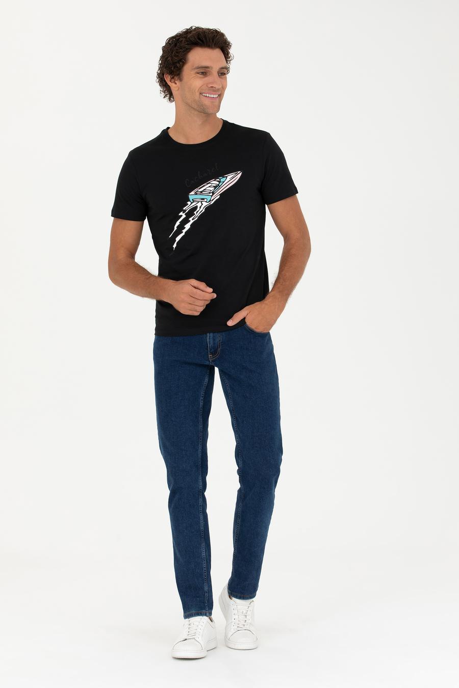 Siyah Slim Fit Tişört - 50266515011