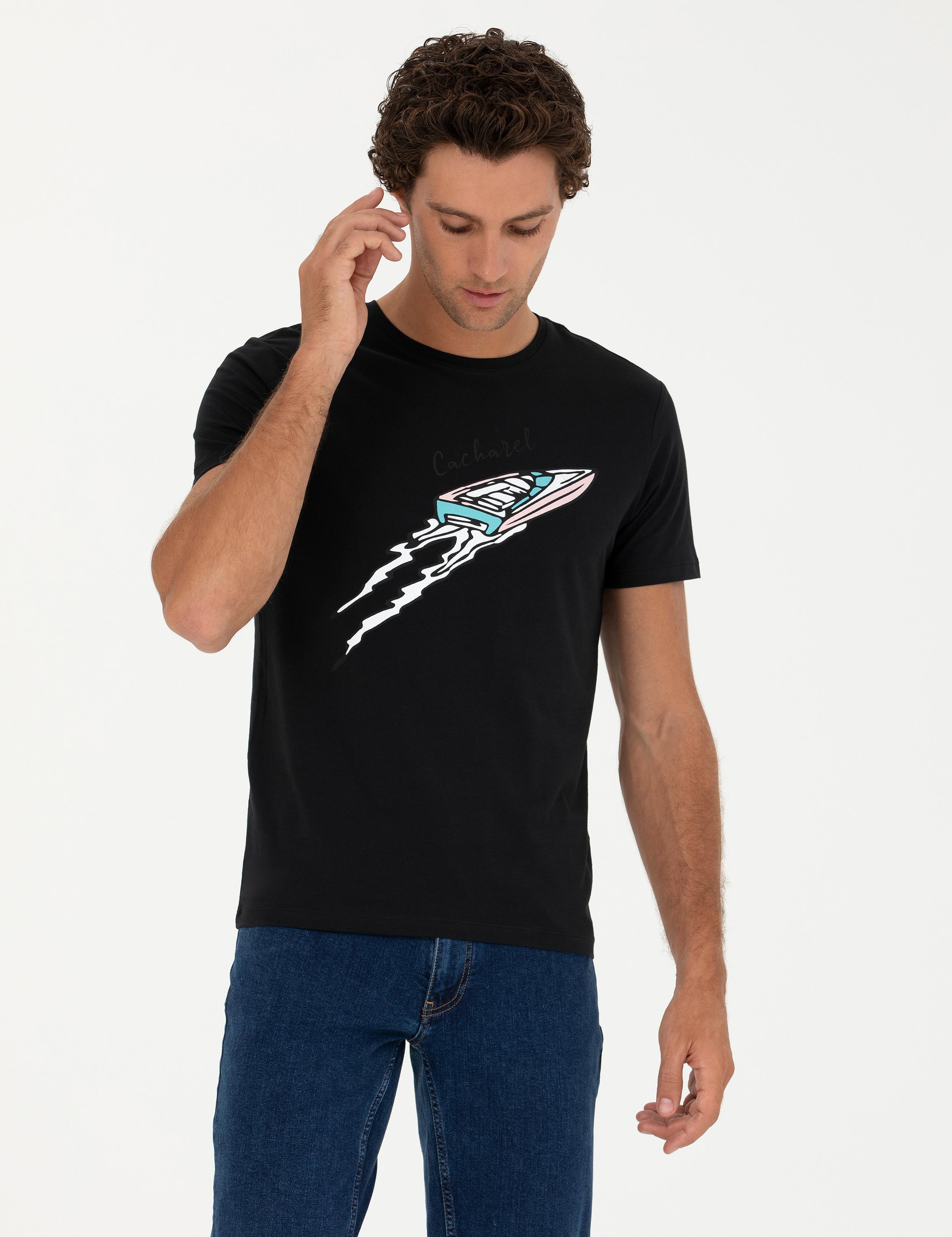 Siyah Slim Fit Tişört - 50266515011