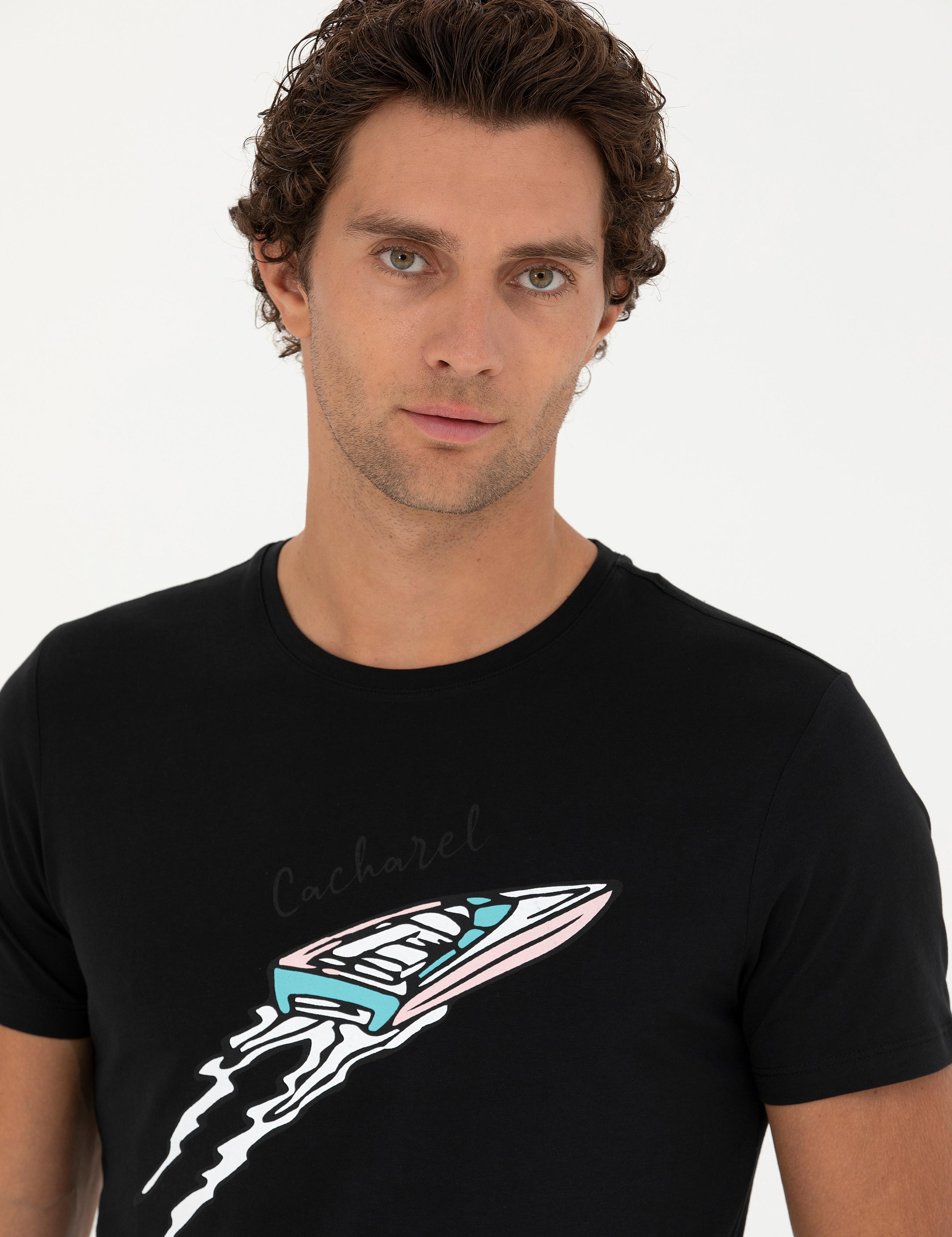 Siyah Slim Fit Tişört - 50266515011