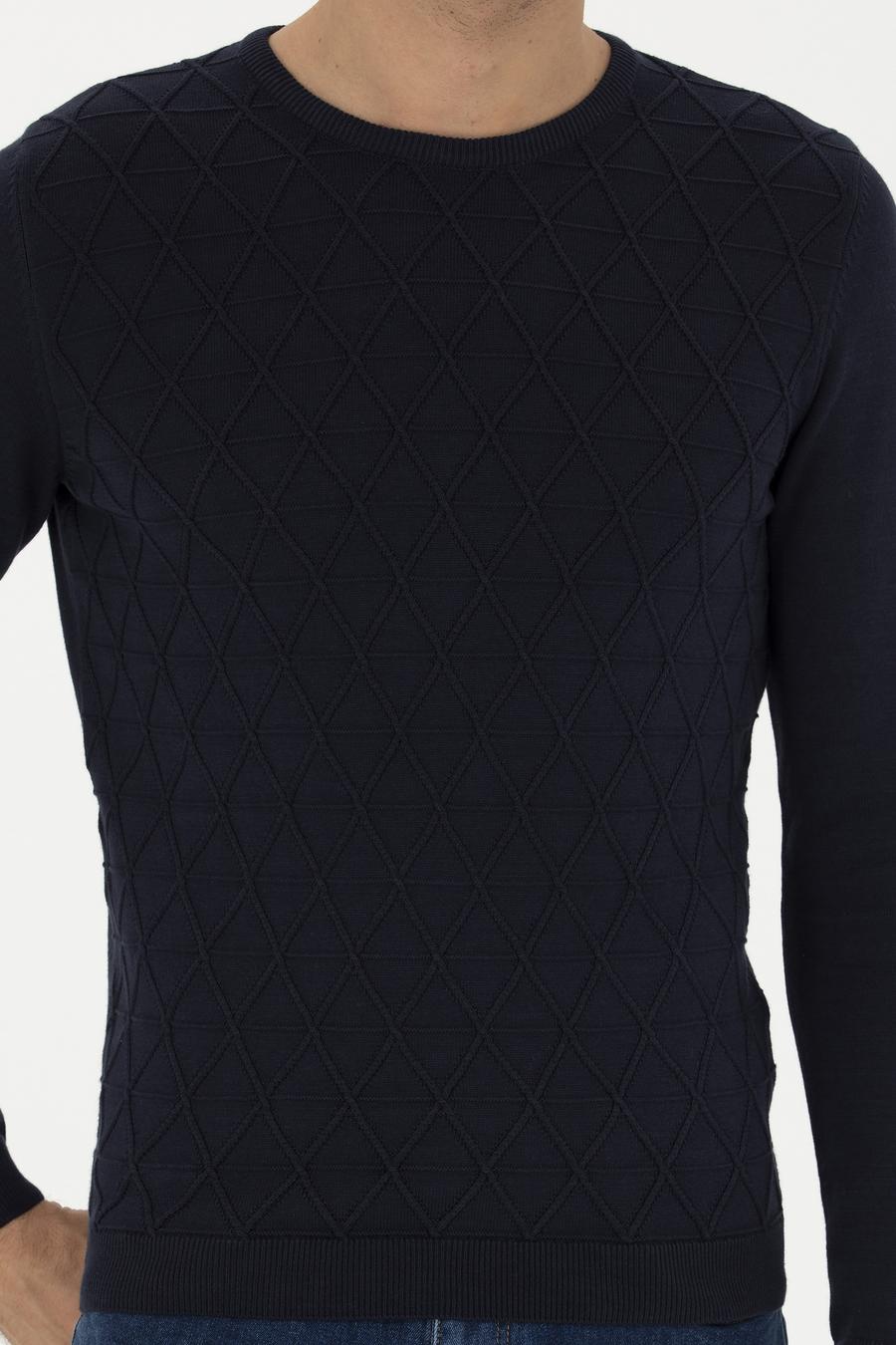 Lacivert Slim Fit Bisiklet Yaka Triko Kazak - 50234962018