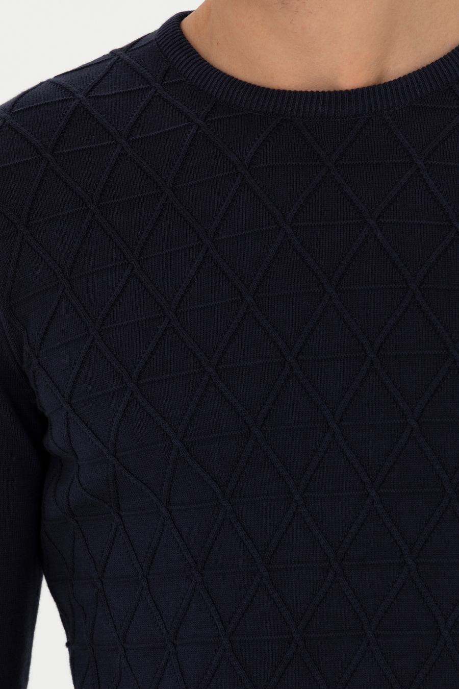 Lacivert Slim Fit Bisiklet Yaka Triko Kazak - 50234962018