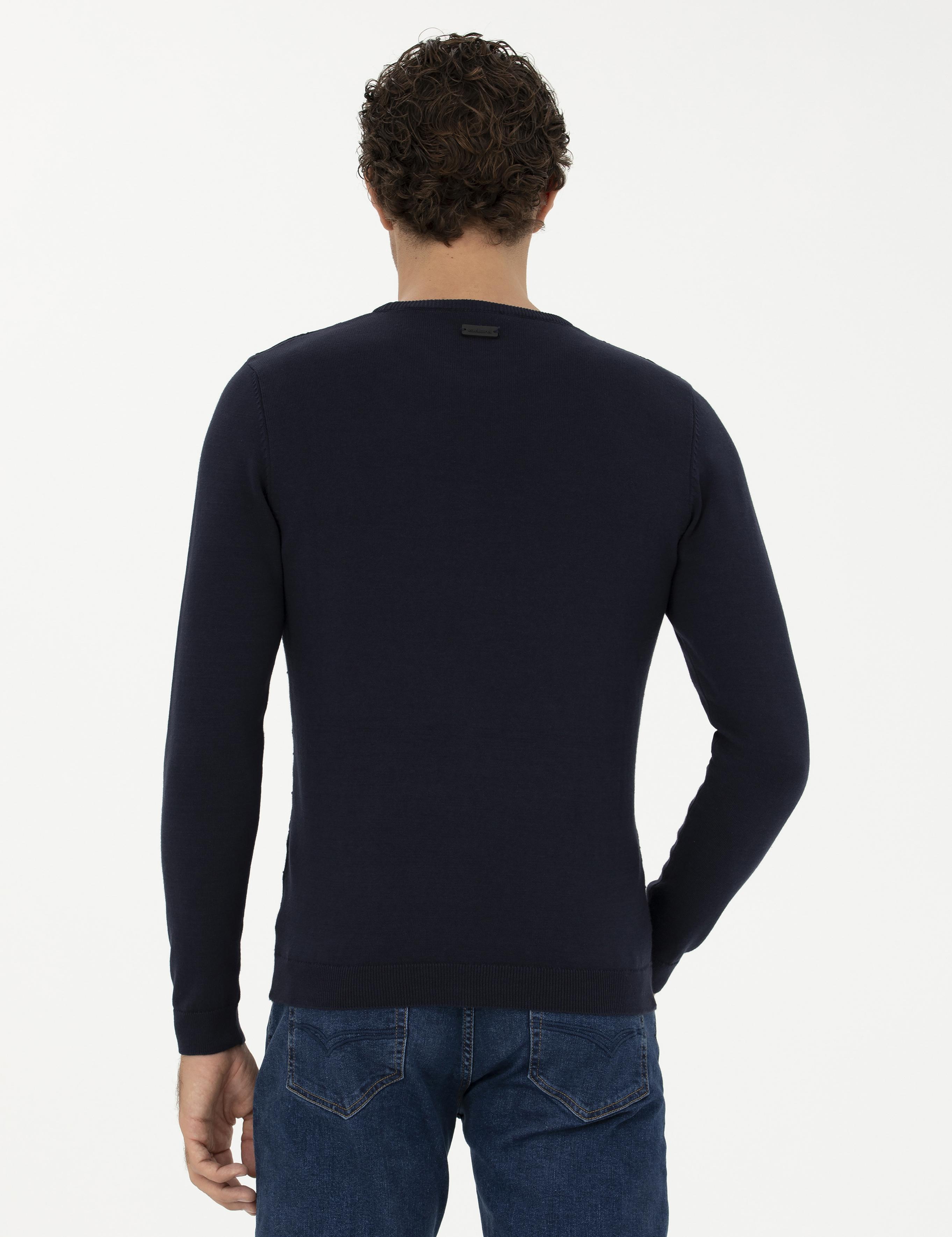 Lacivert Slim Fit Bisiklet Yaka Triko Kazak - 50234962018