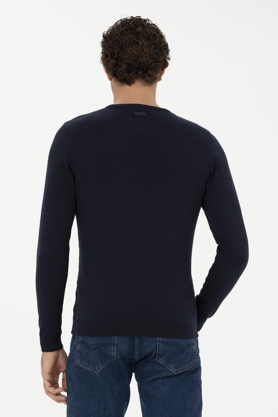Lacivert Slim Fit Bisiklet Yaka Triko Kazak - 50234962018