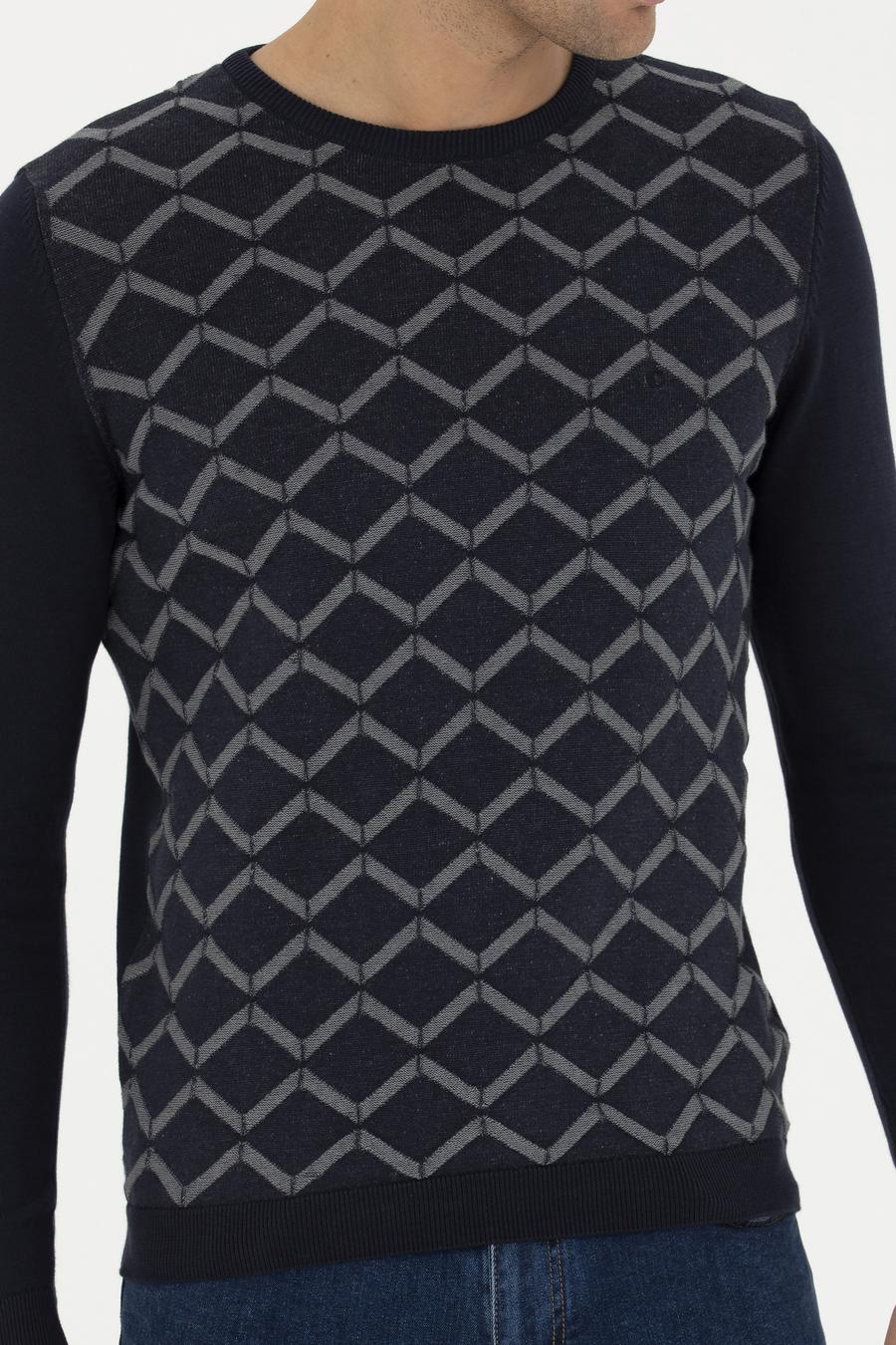 Lacivert Slim Fit %100 Pamuk Bisiklet Yaka Triko Kazak - 50234971017