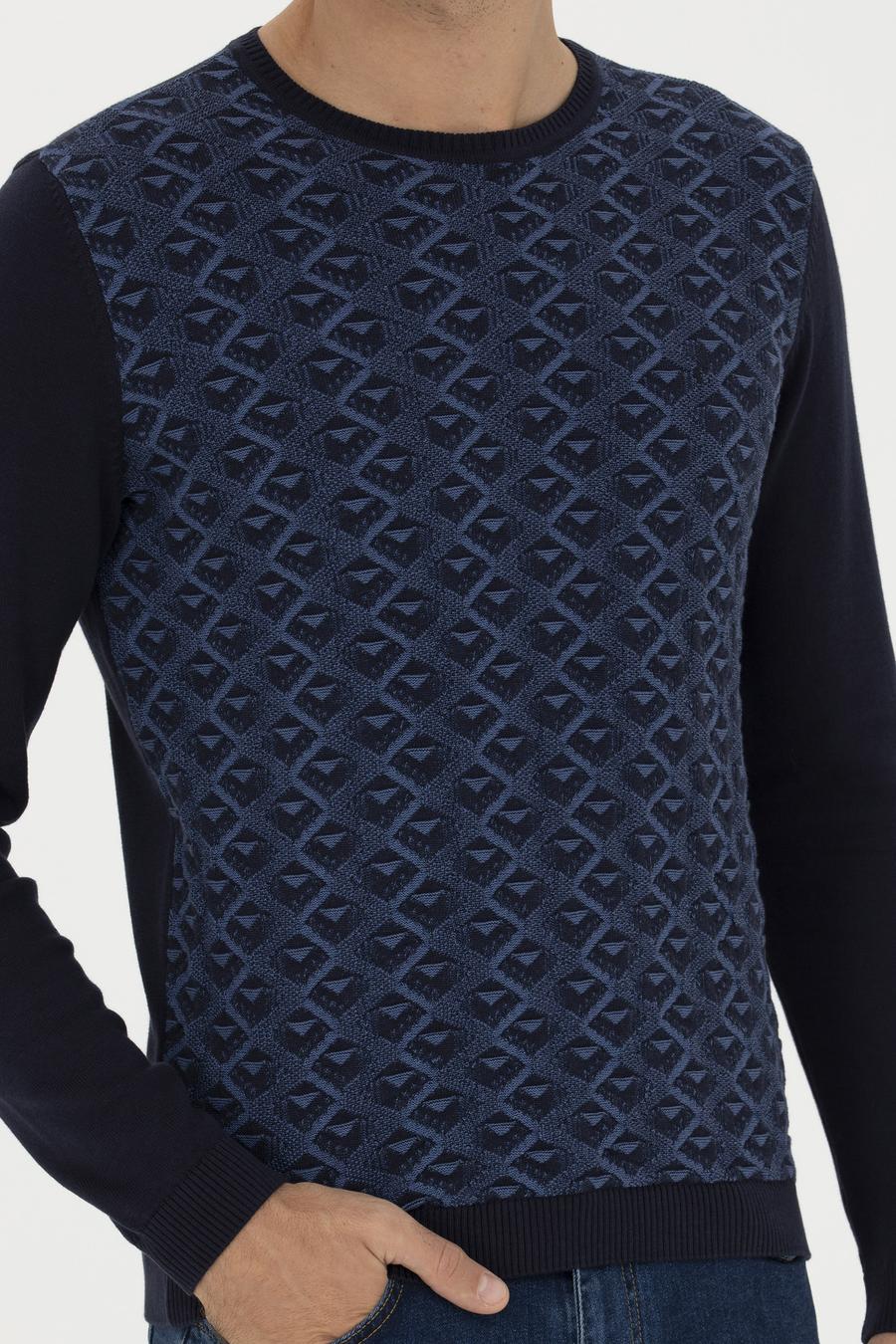 Lacivert Slim Fit %100 Pamuk Bisiklet Yaka Triko Kazak - 50234955017