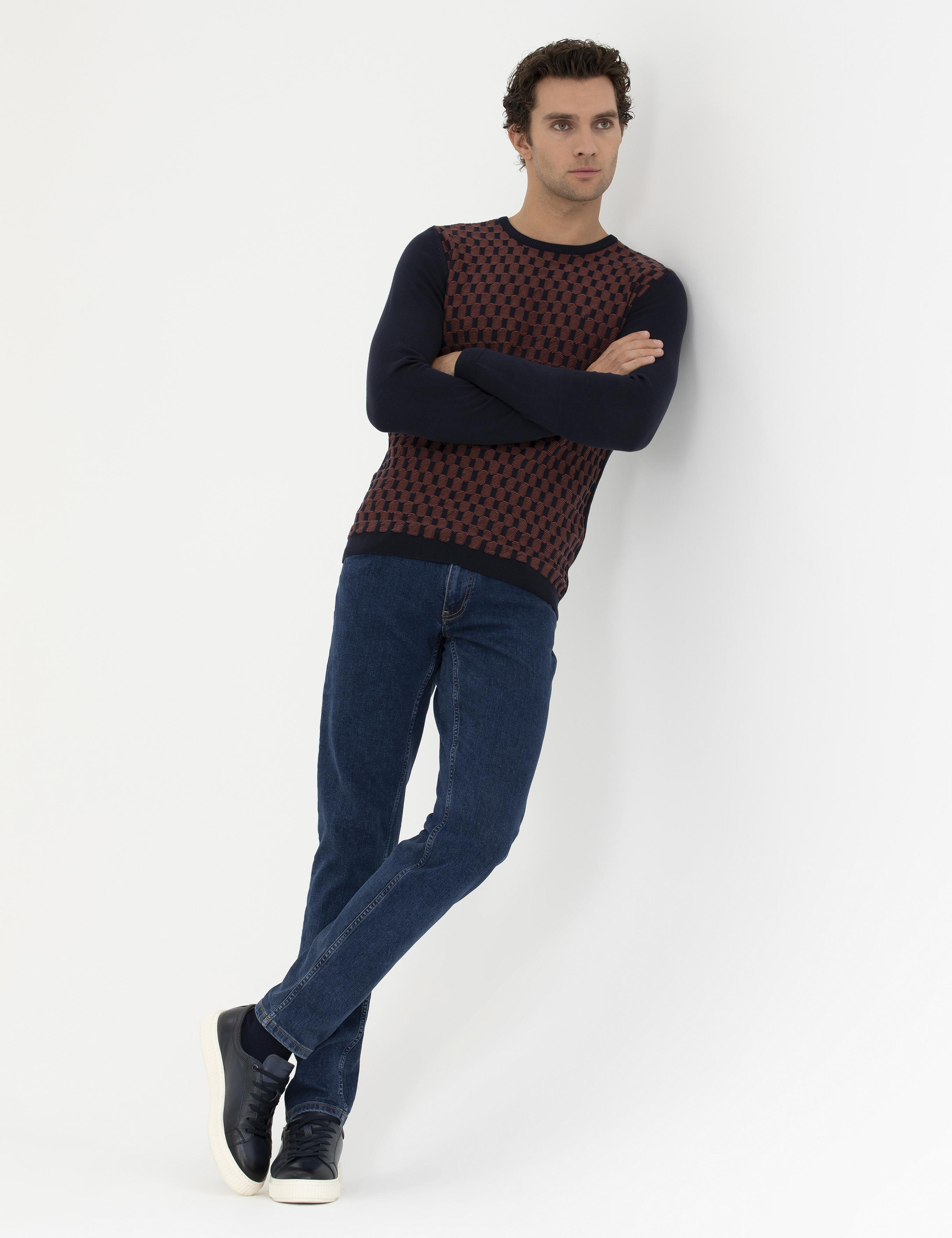 Lacivert Slim Fit %100 Pamuk Bisiklet Yaka Triko Kazak - 50234963027