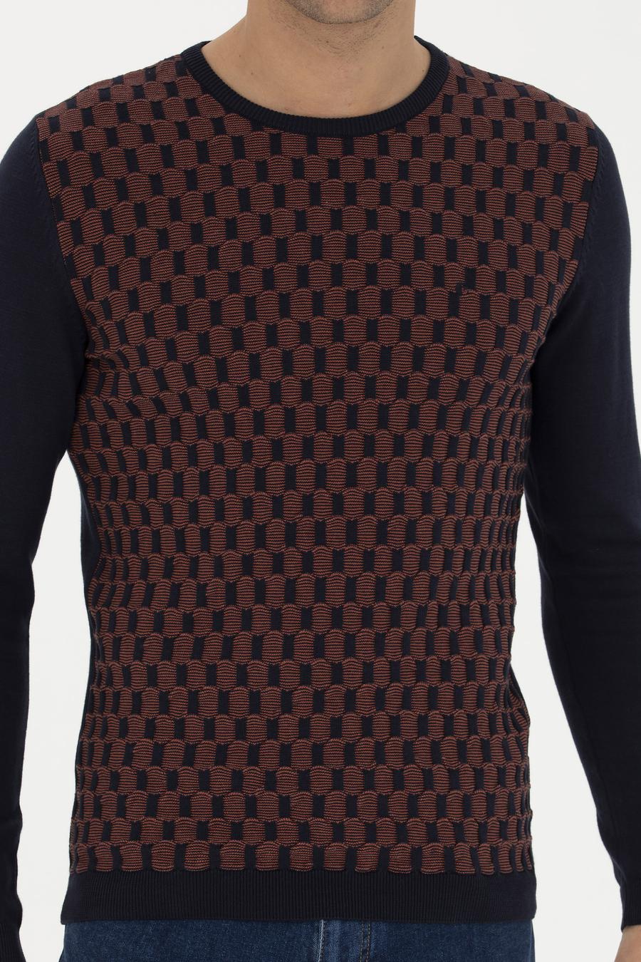 Lacivert Slim Fit %100 Pamuk Bisiklet Yaka Triko Kazak - 50234963027