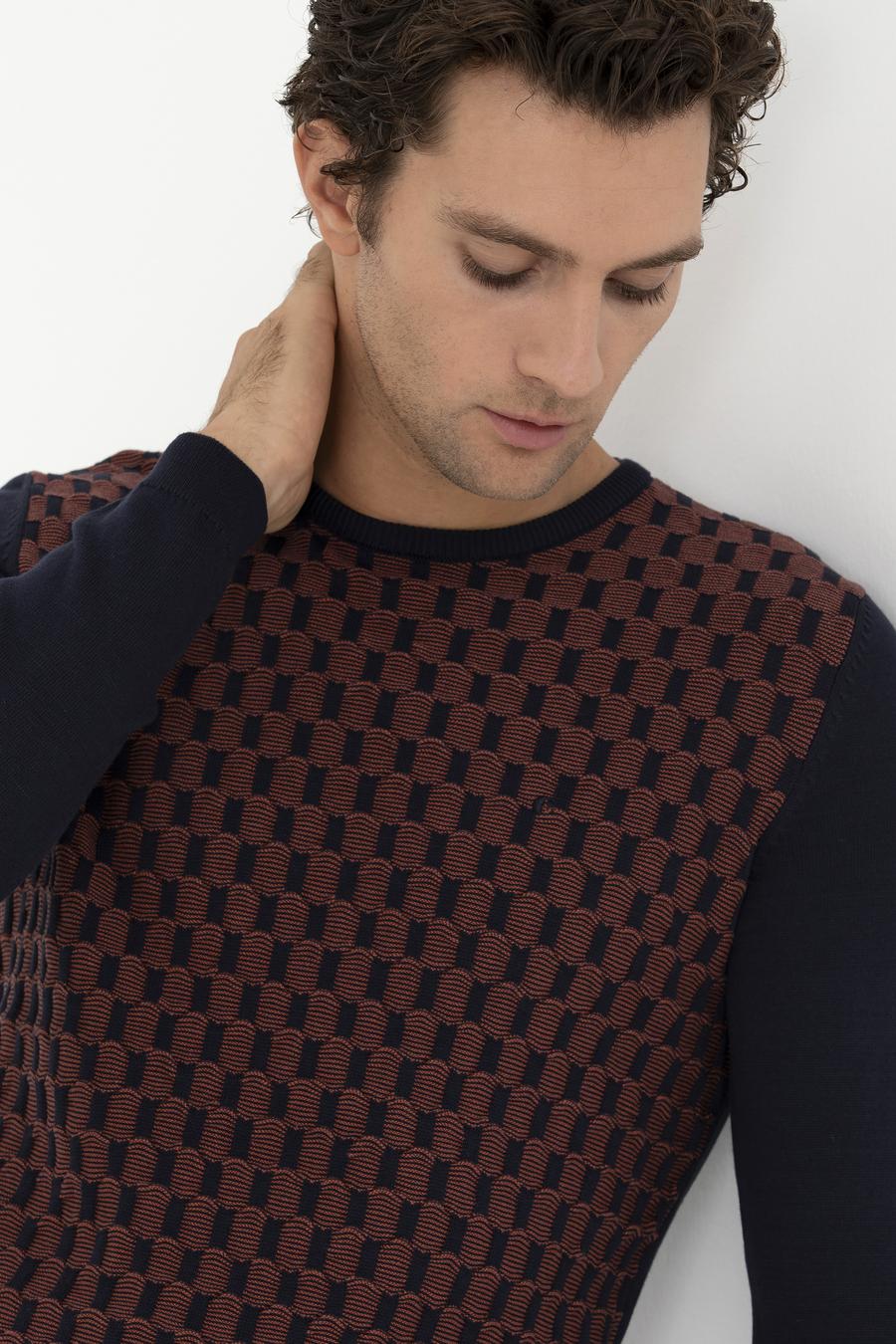 Lacivert Slim Fit %100 Pamuk Bisiklet Yaka Triko Kazak - 50234963027