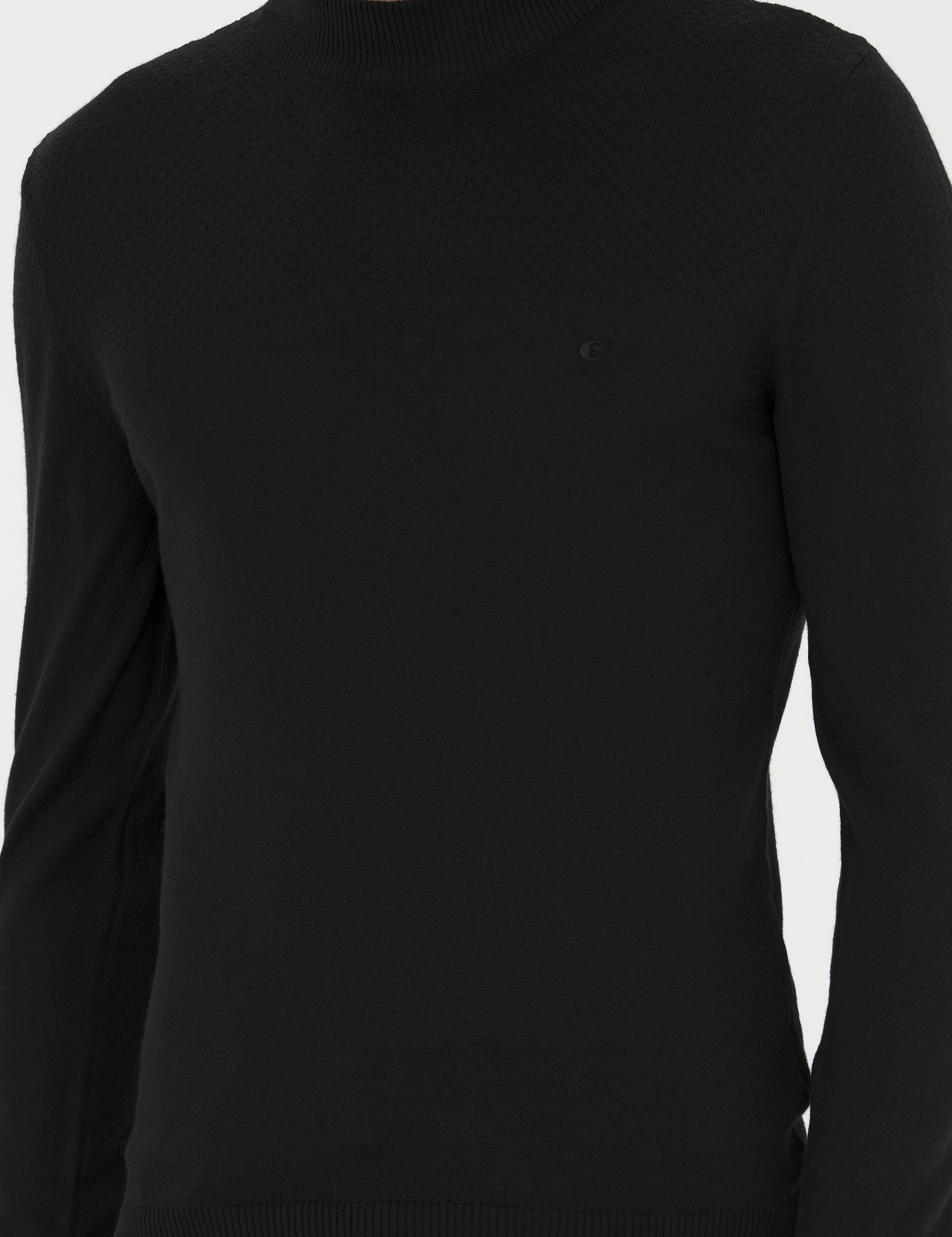Siyah Slim Fit Yarım Balıkçı Triko Kazak - 50229165026