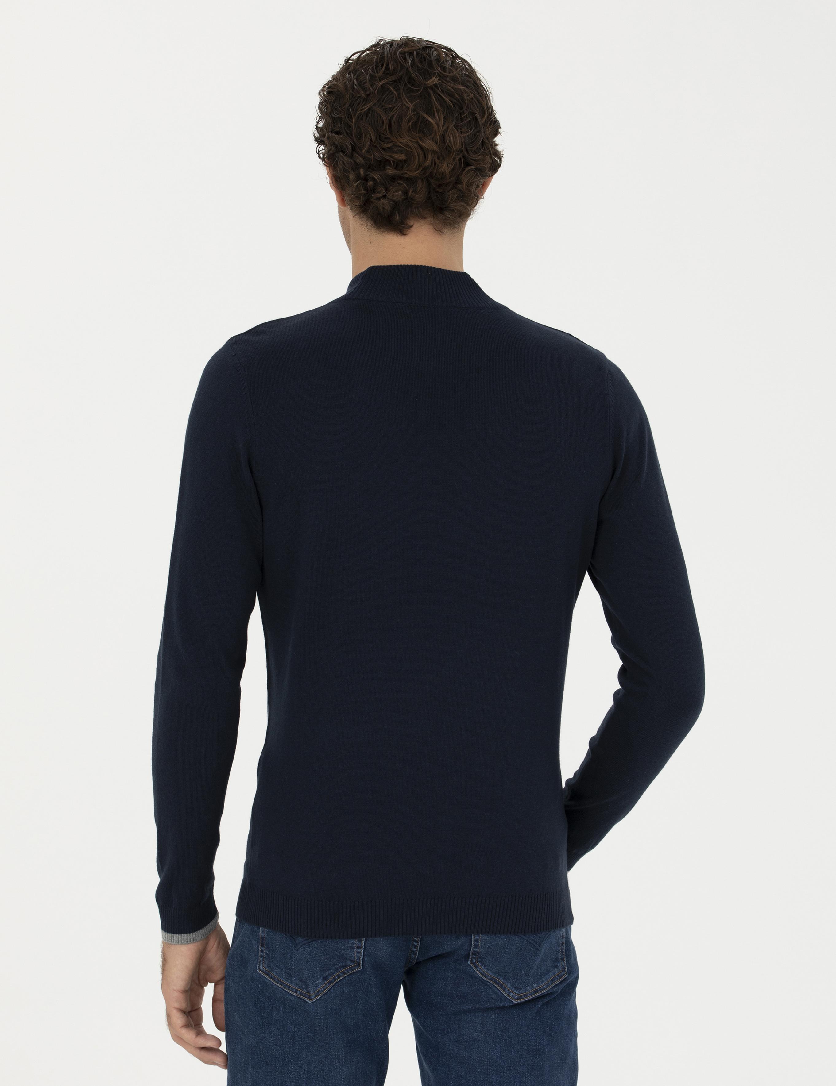 Lacivert Slim Fit Pamuk Karışımlı Yarım Balıkçı Basic Triko Kazak - 50245057005