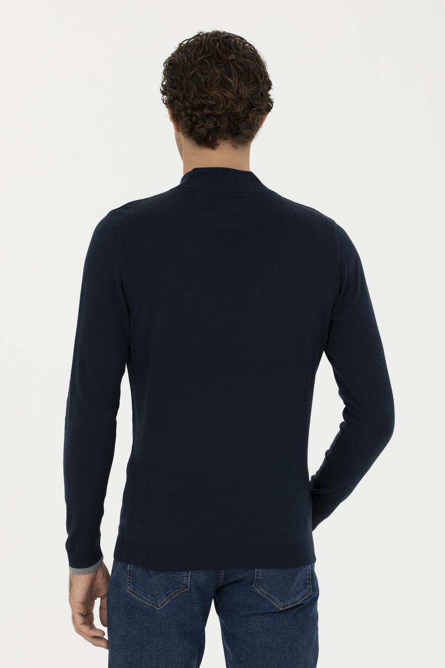 Lacivert Slim Fit Pamuk Karışımlı Yarım Balıkçı Basic Triko Kazak - 50245057005