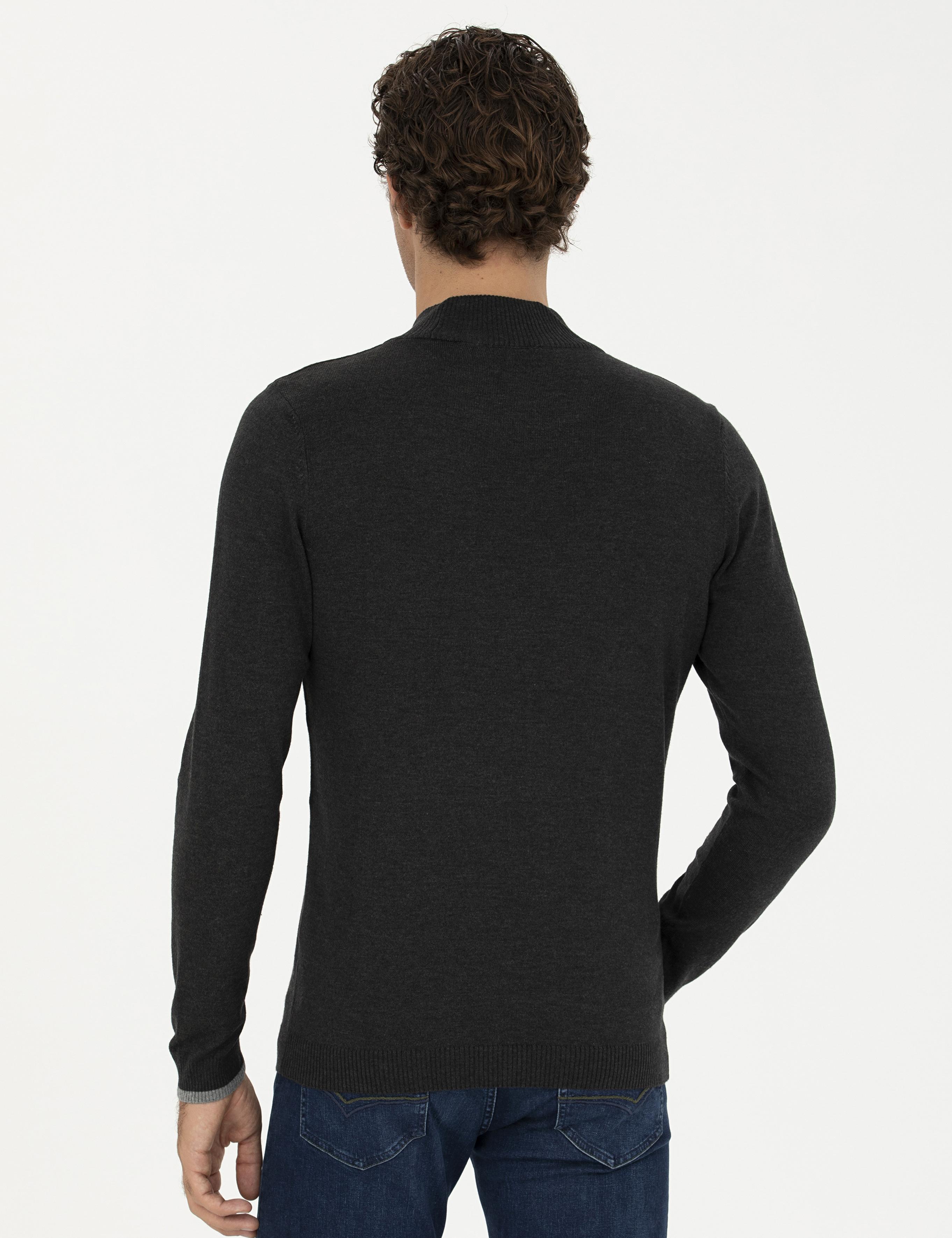Antrasit Melanj Slim Fit Pamuk Karışımlı Yarım Balıkçı Basic Triko Kazak - 50245057061