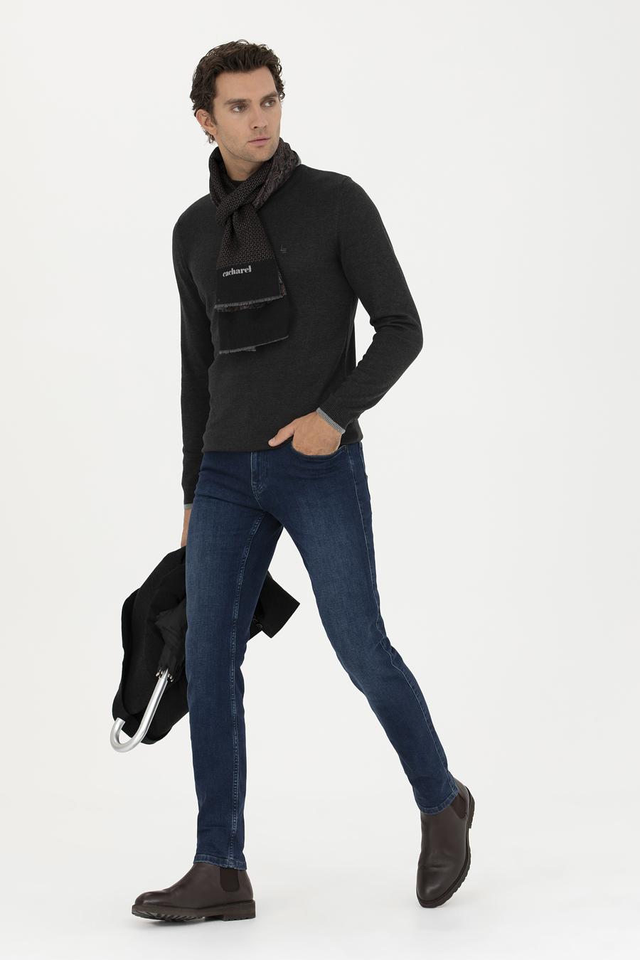 Antrasit Melanj Slim Fit Pamuk Karışımlı Yarım Balıkçı Basic Triko Kazak - 50245057061