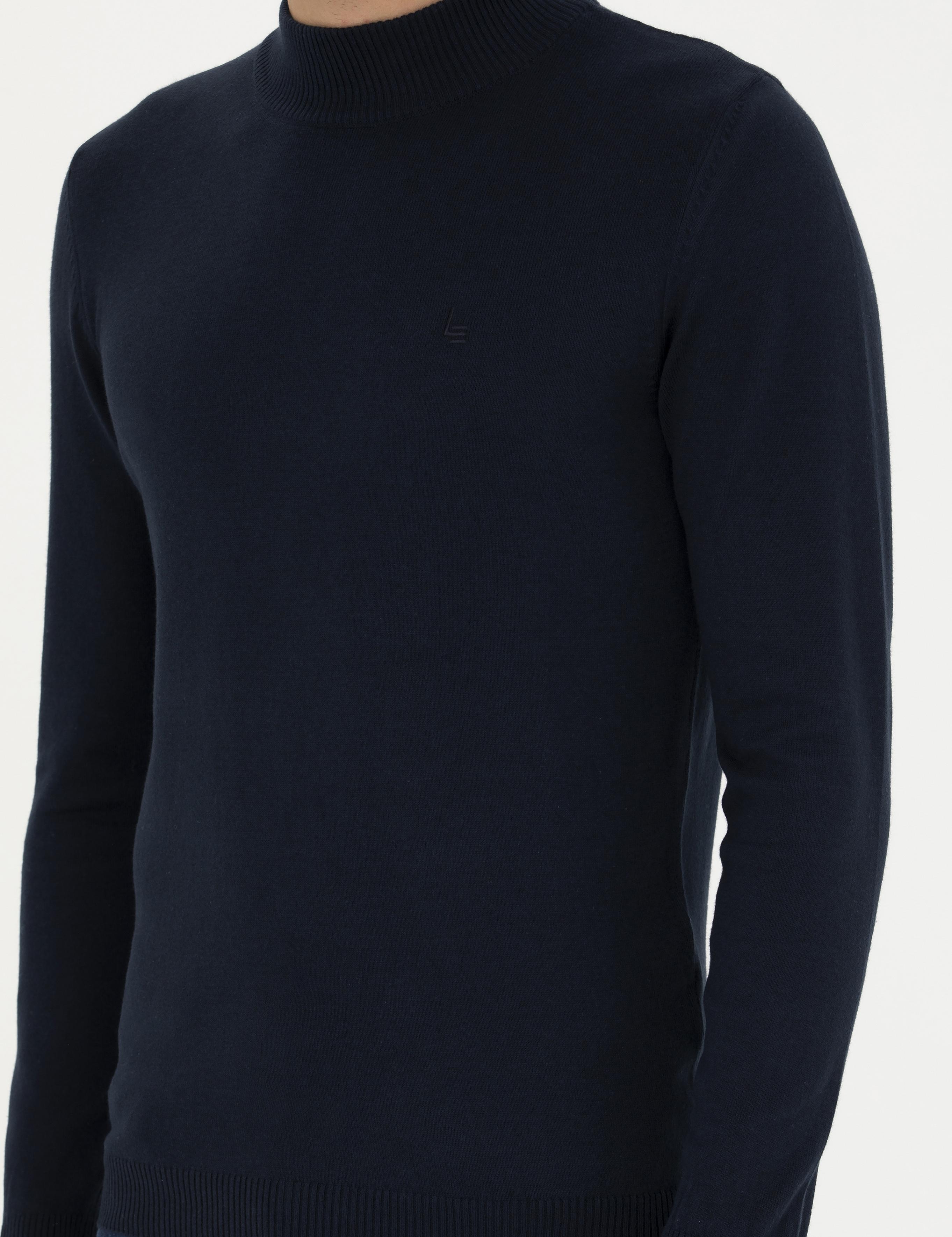 Lacivert Slim Fit Pamuk Karışımlı Yarım Balıkçı Basic Triko Kazak - 50245057005