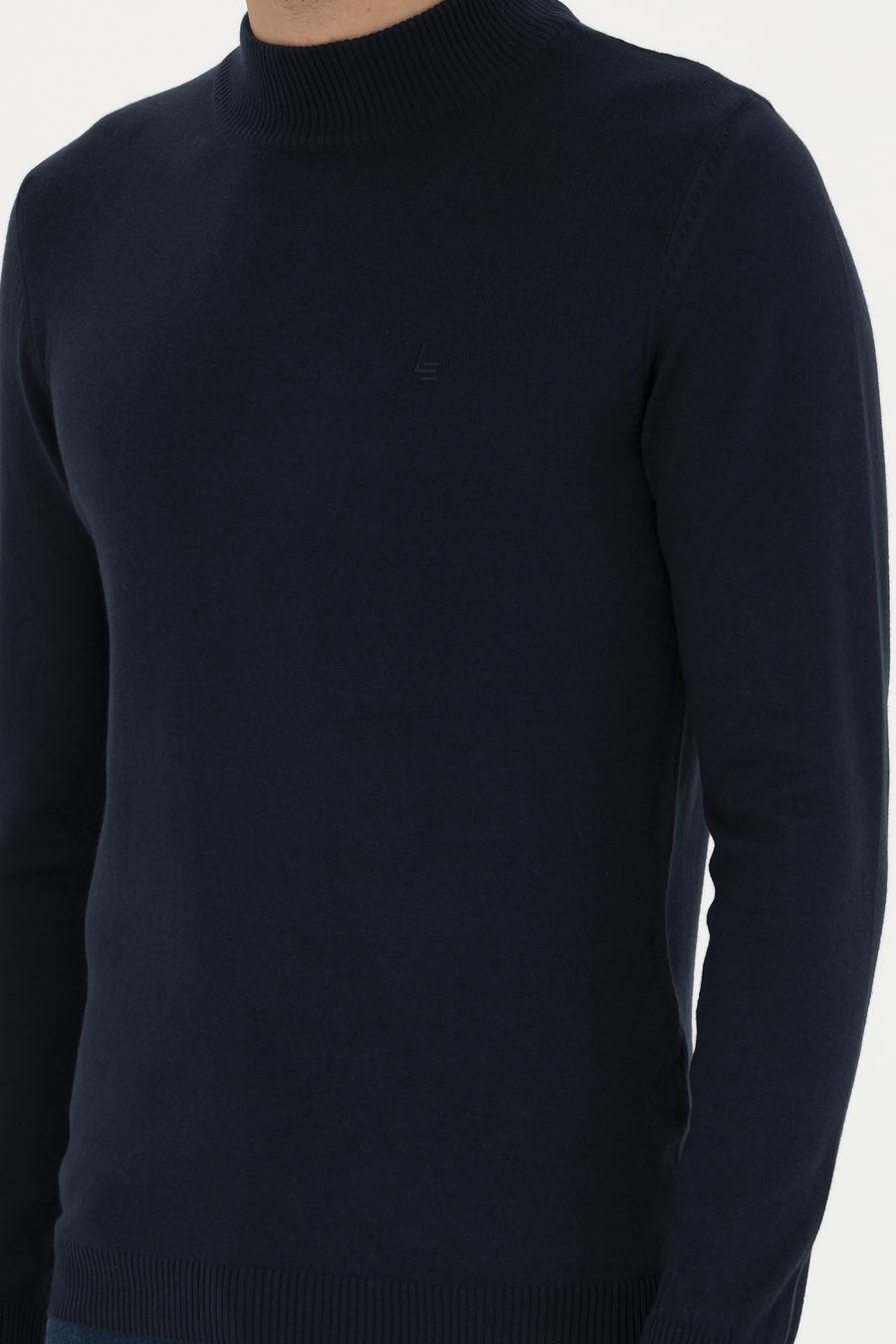 Lacivert Slim Fit Pamuk Karışımlı Yarım Balıkçı Basic Triko Kazak - 50245057005