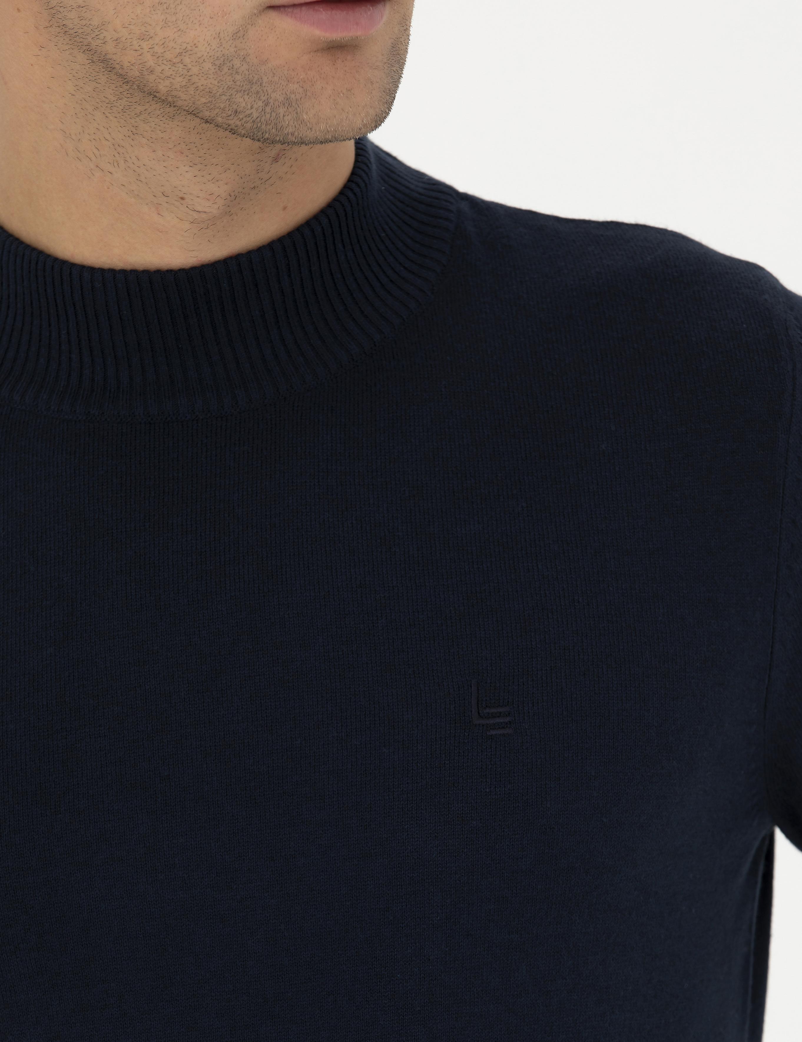 Lacivert Slim Fit Pamuk Karışımlı Yarım Balıkçı Basic Triko Kazak - 50245057005
