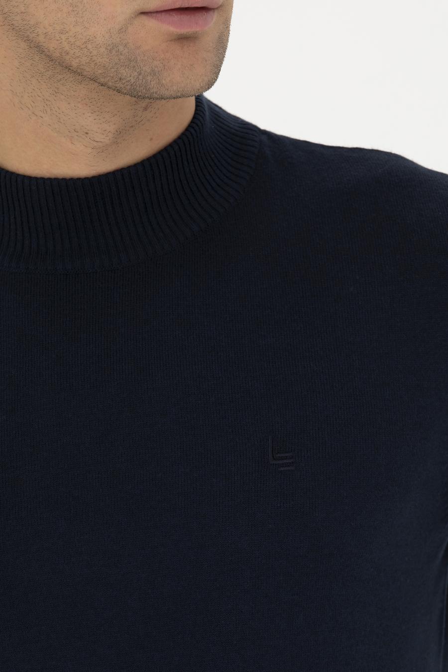 Lacivert Slim Fit Pamuk Karışımlı Yarım Balıkçı Basic Triko Kazak - 50245057005