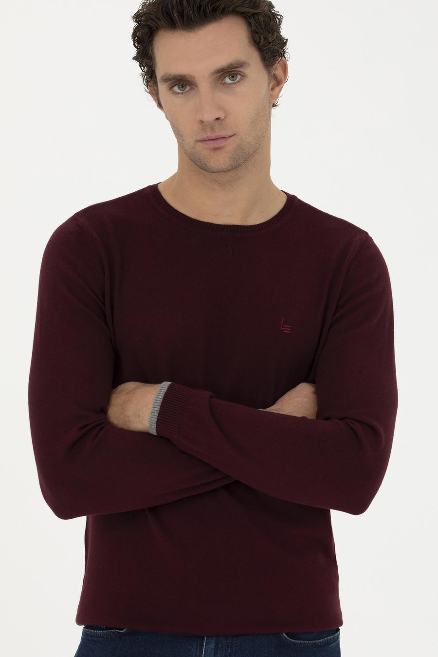 Bordo Slim Fit Bisiklet Yaka Basic Triko Kazak - 50245040006