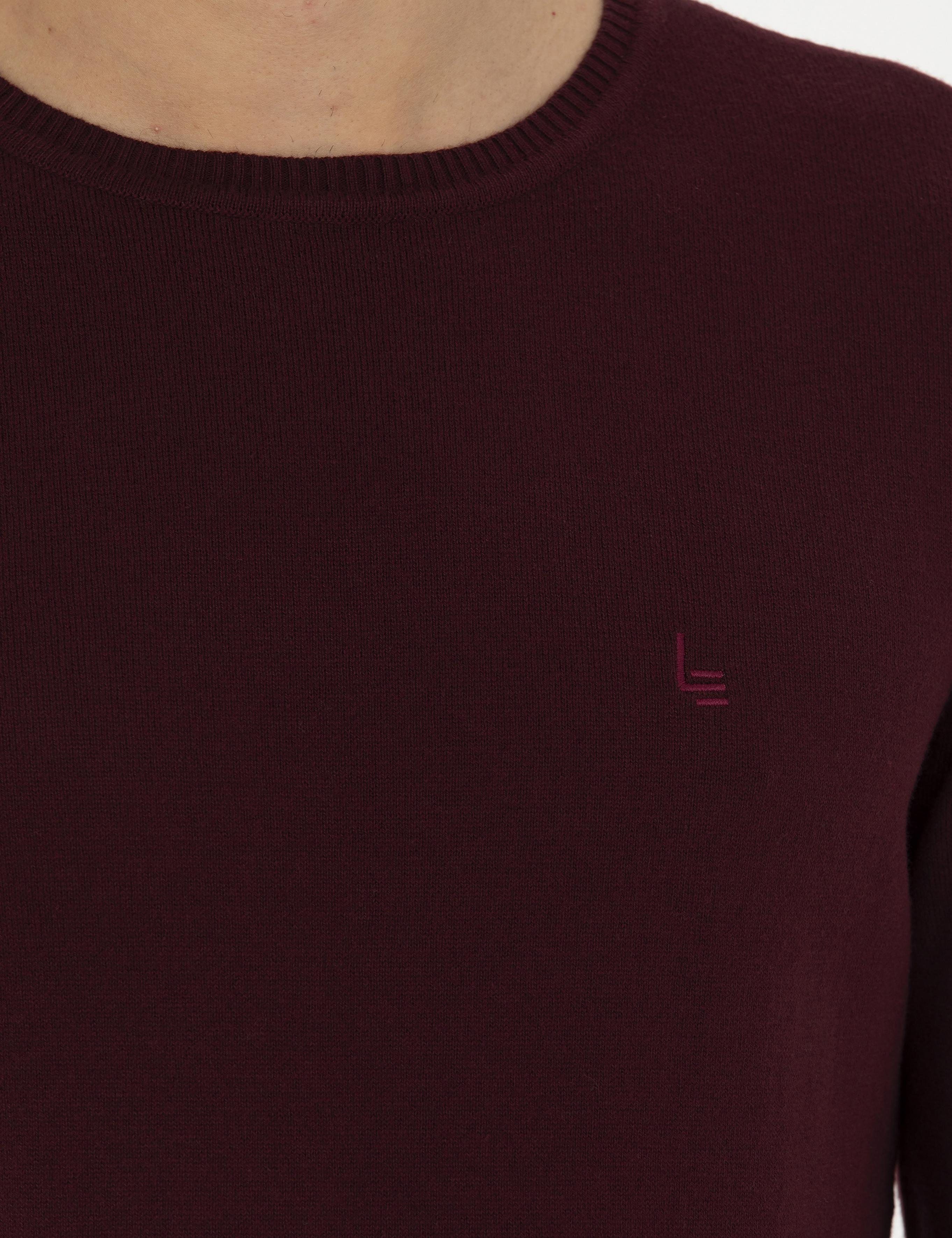 Bordo Slim Fit Bisiklet Yaka Basic Triko Kazak - 50245040006