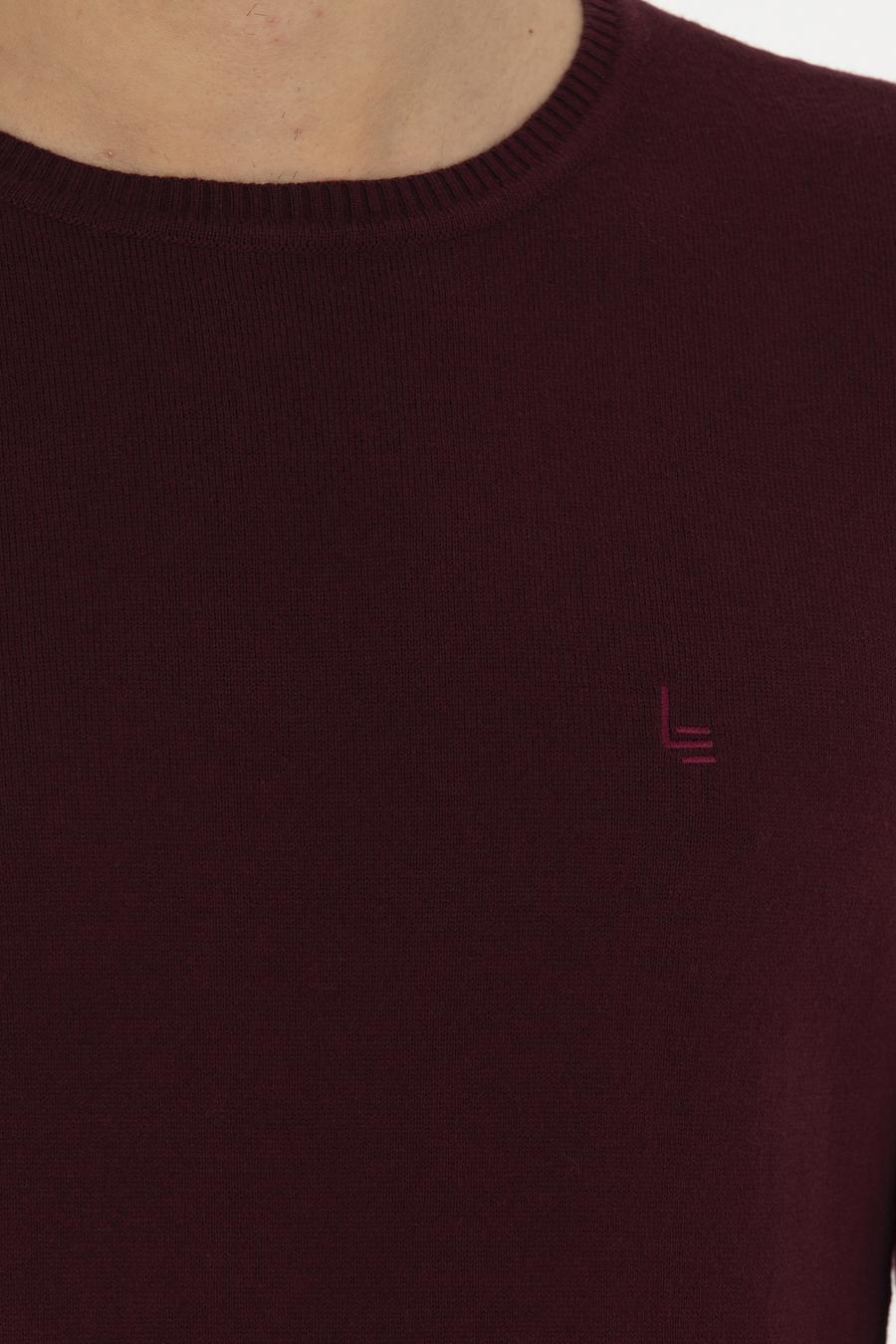 Bordo Slim Fit Bisiklet Yaka Basic Triko Kazak - 50245040006