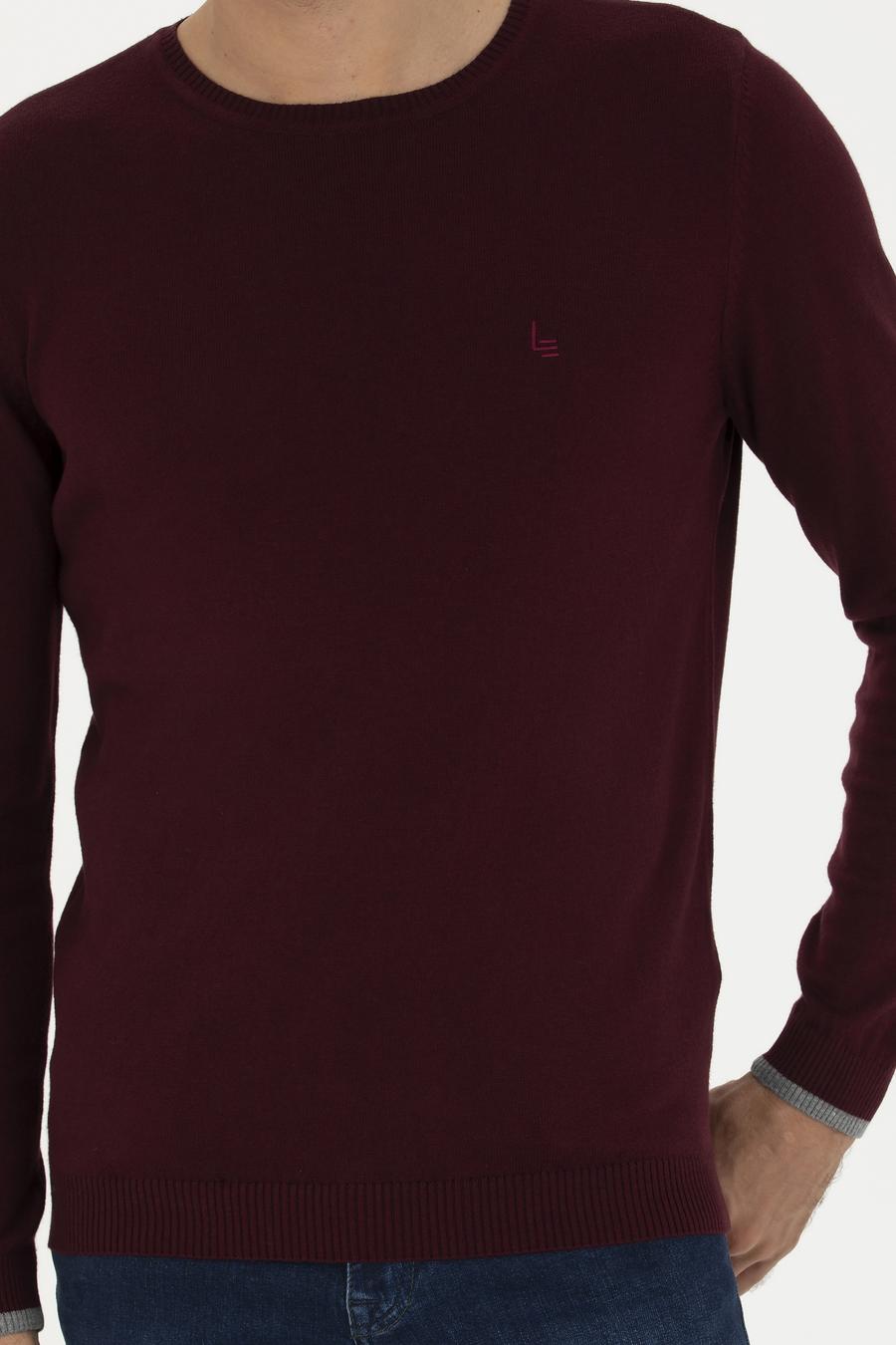 Bordo Slim Fit Bisiklet Yaka Basic Triko Kazak - 50245040006