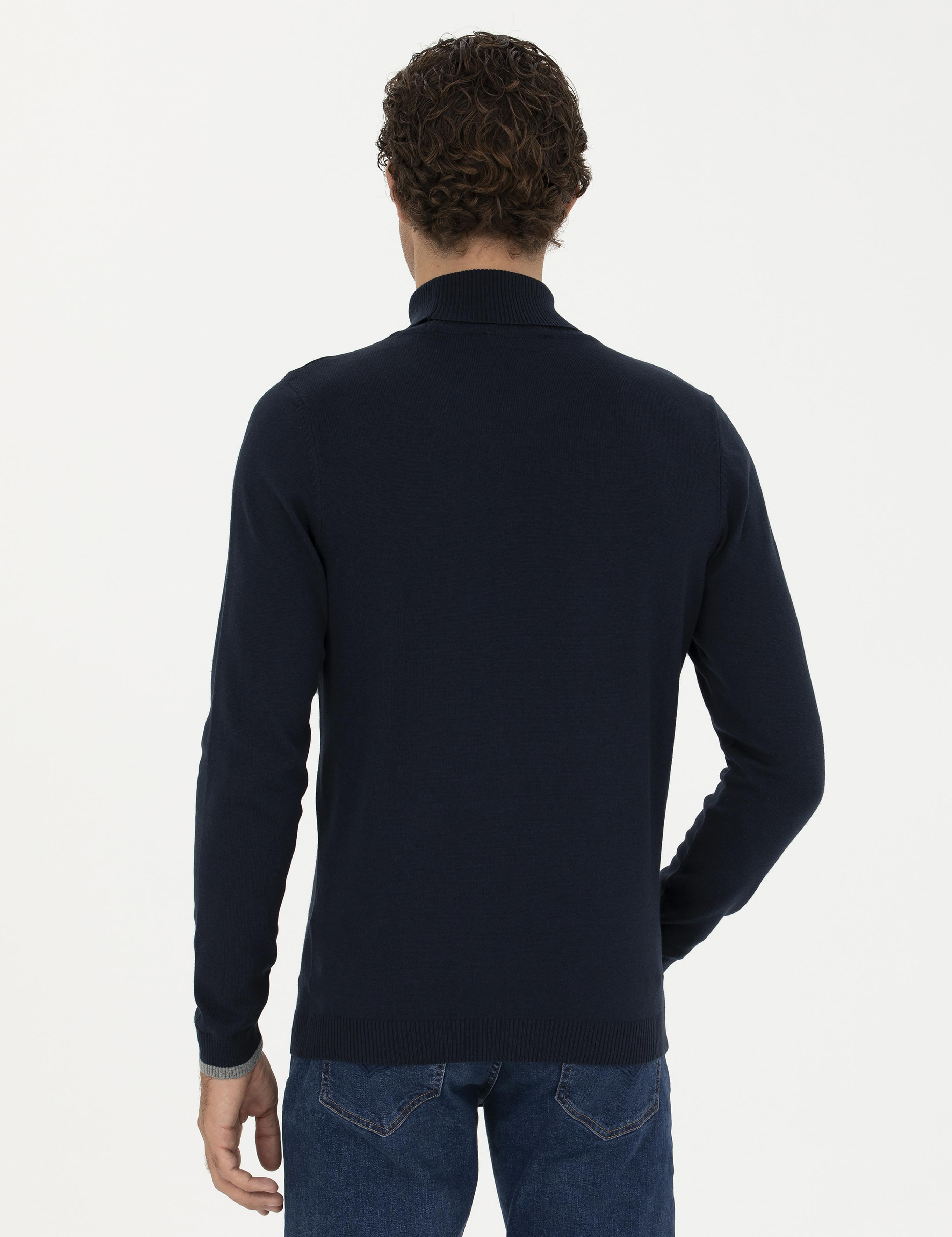 Lacivert Slim Fit Balıkçı Yaka Basic Triko Kazak - 50245058004